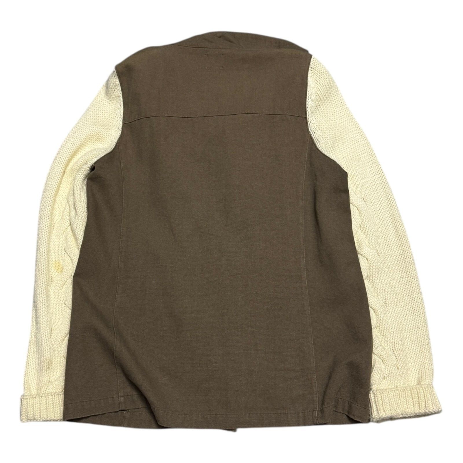Designer ELLISON Khaki Knit Sleeve Casual Sweater Jacket Shacket L Size L / US 10 / IT 46 - 5 Thumbnail