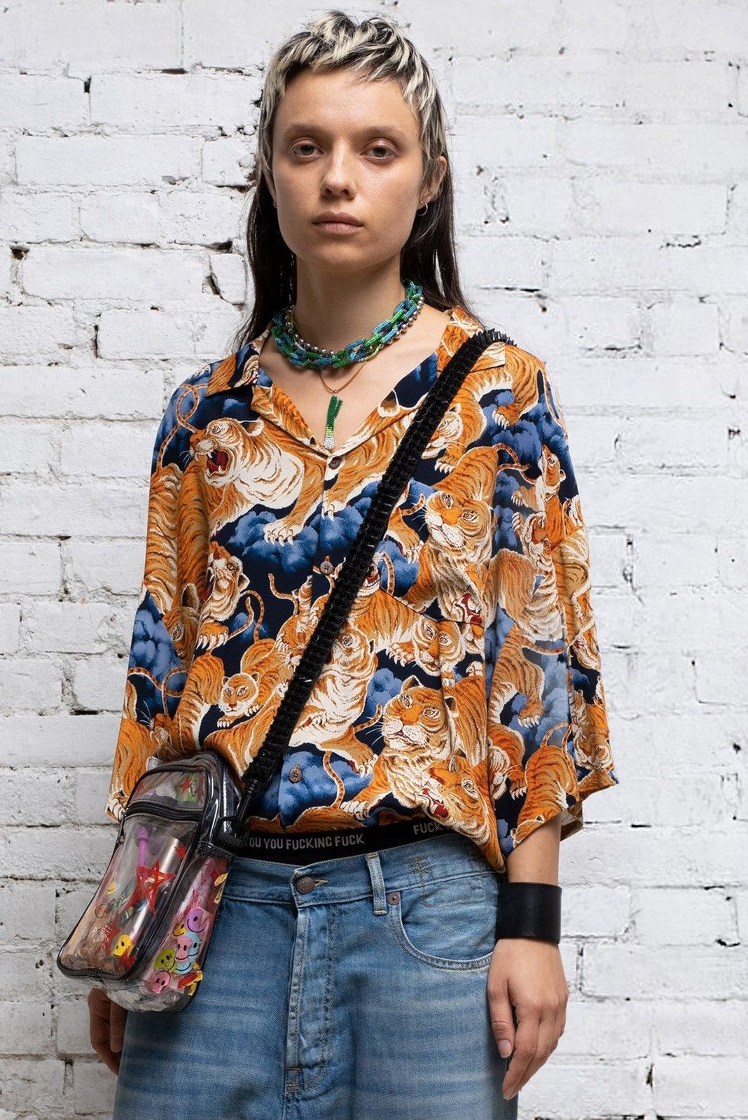 R13 OVERSIZED HAWAIIAN SHIRT - ORANGE TIGER Size M / US 6-8 / IT 42-44 - 1 Thumbnail