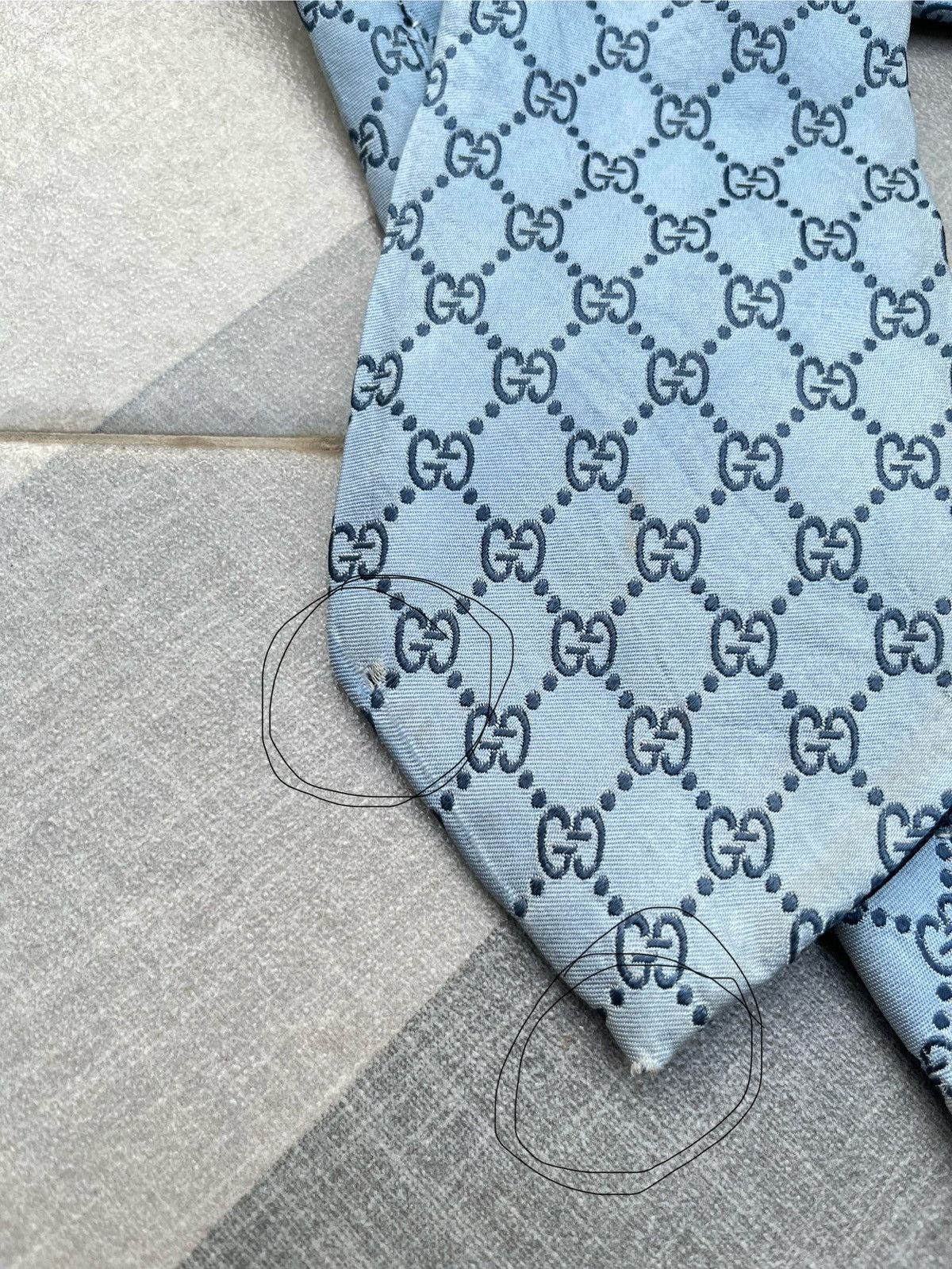 Gucci 90’s Gucci GG Sky Blue Silk Tie Size ONE SIZE - 11 Thumbnail