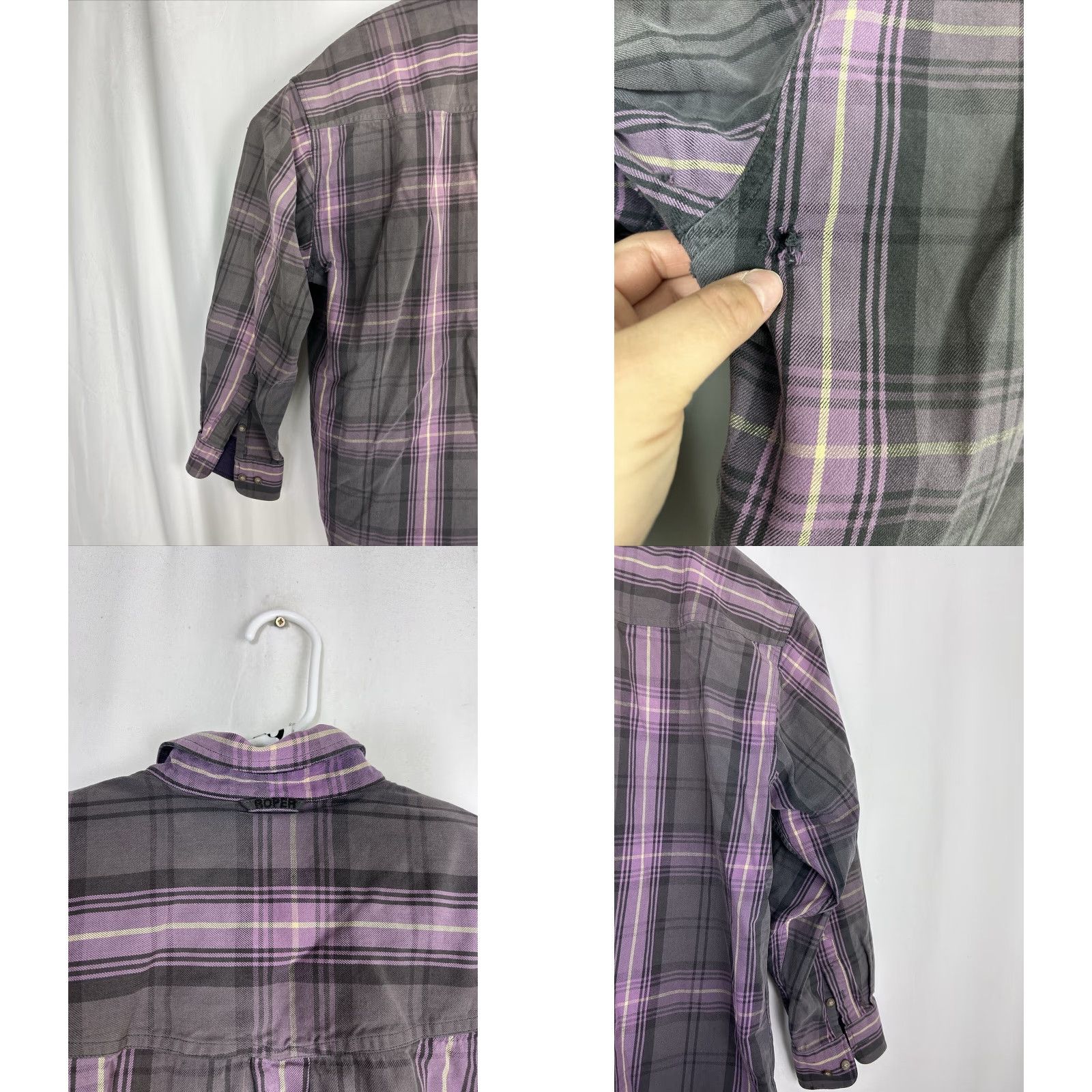 Roper Roper Mens 2XL Long Sleeve Button-Up Shirt Purple Plaid Flannel Size US XXL / EU 58 / 5 - 9 Thumbnail