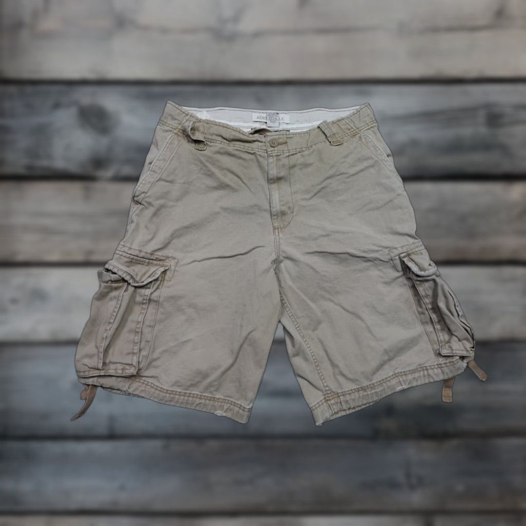 Aeropostale VINTAGE Aeropostale Shorts Mens 34 Beige Cargo 5-Pocket Regular Belt Loops Front Flat Front Cotton Beige Summer Mens Size US 34 / EU 50 - 1 Thumbnail