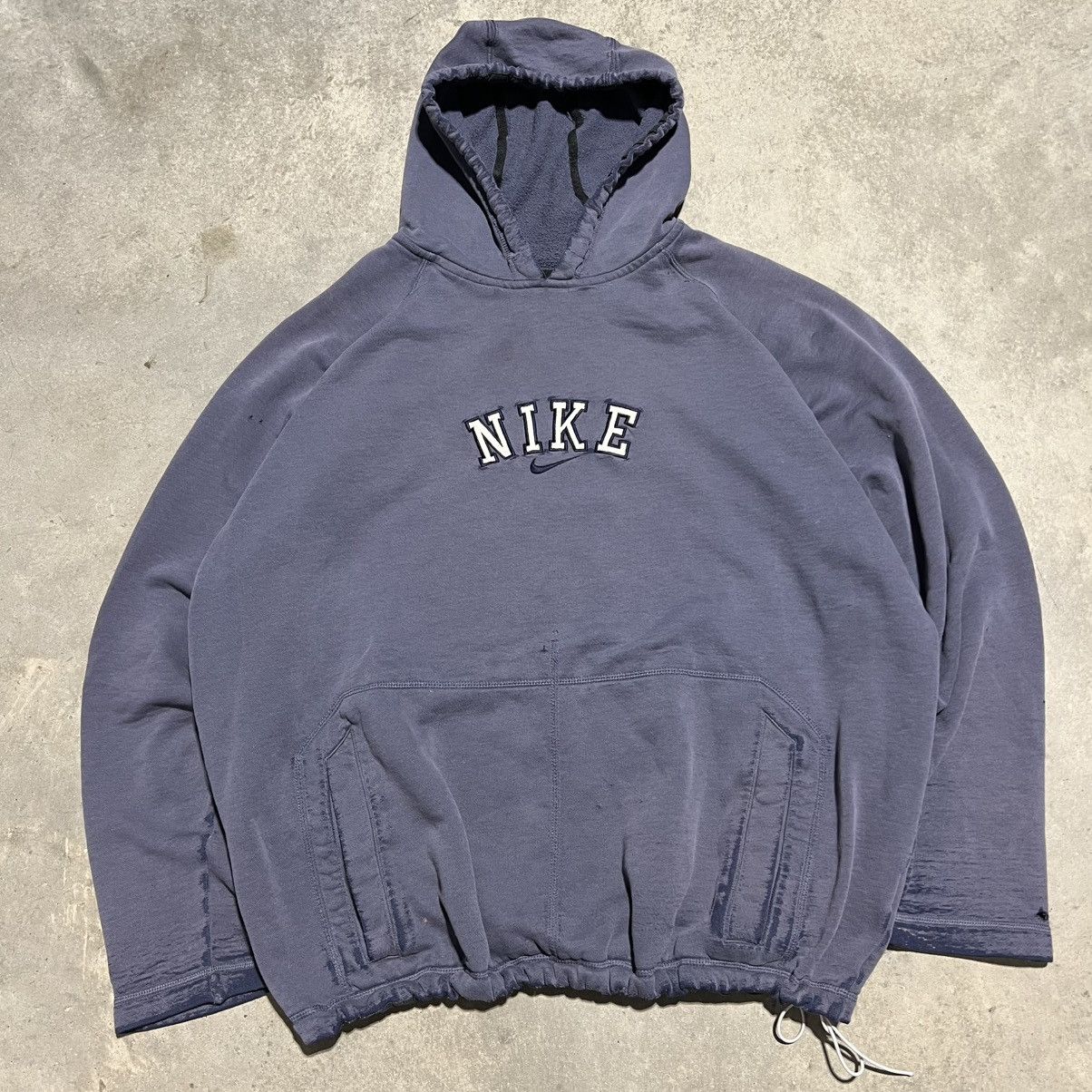 Nike × Vintage Crazy Vintage Nike Center Swoosh Boxy Hoodie Size US XL / EU 56 / 4 - 2 Thumbnail
