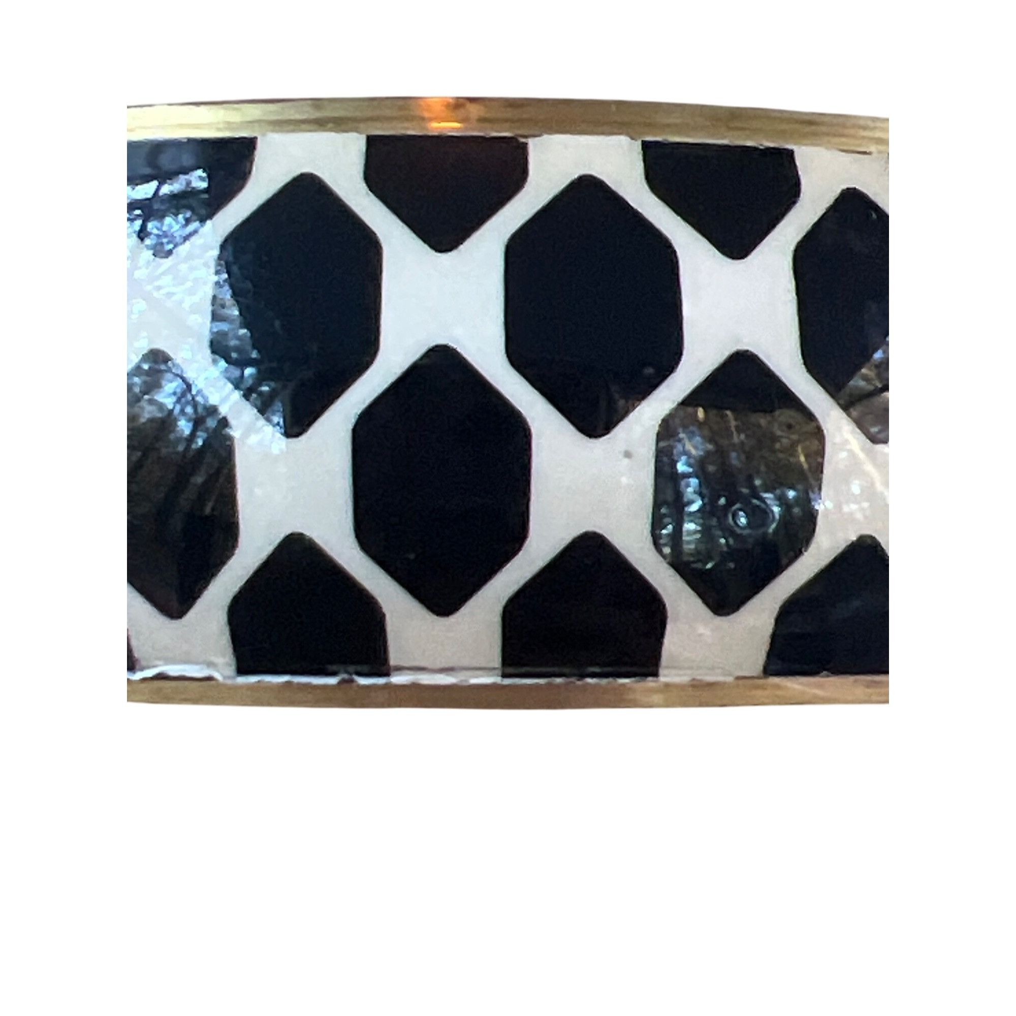 Other Vintage Black White Geometric Brass Bangle Bracelet 1" Wide Size ONE SIZE - 2 Thumbnail