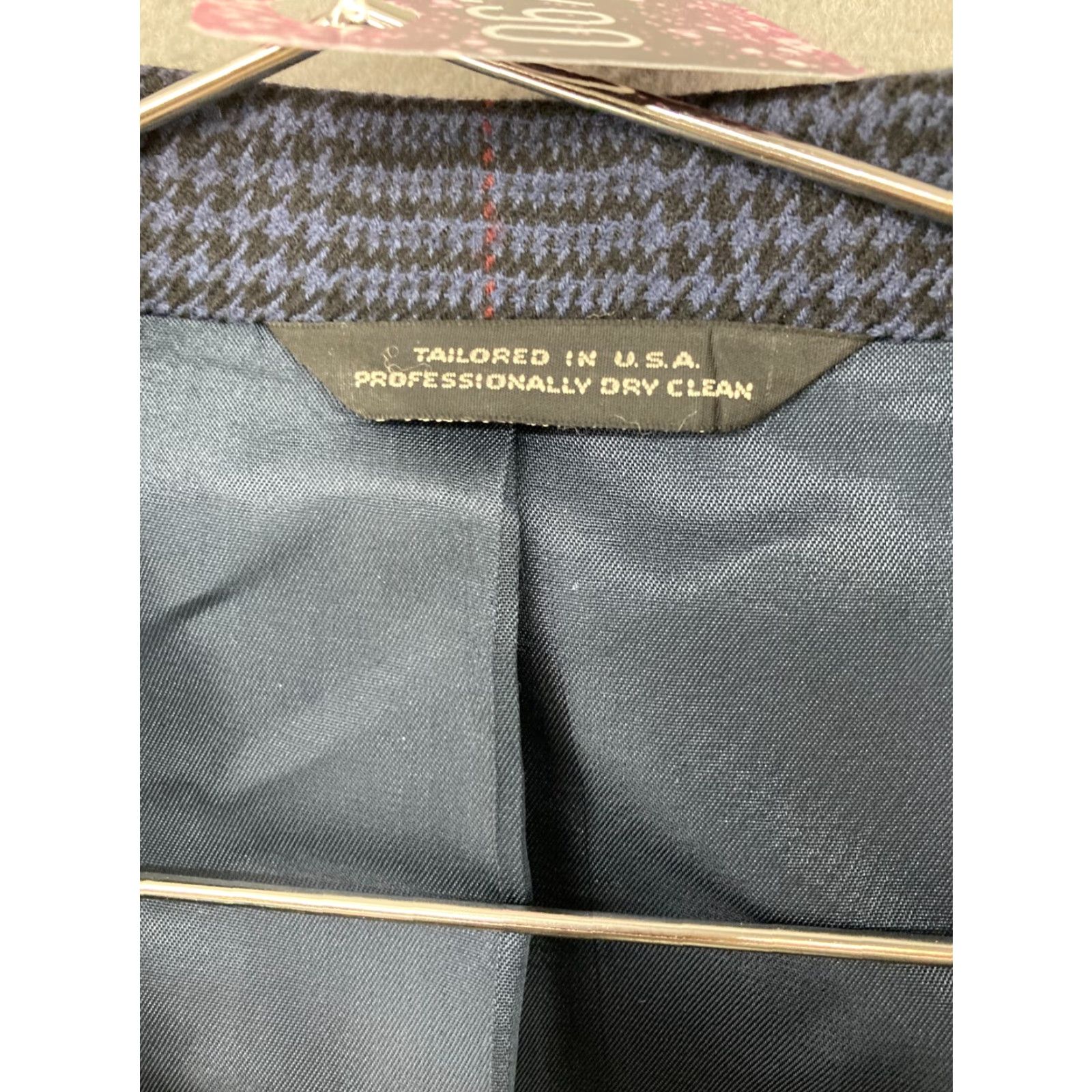 Vintage VINTAGE Tom James Suit Jacket Mens 43 L Blue Glen Check USA Made Wool Size 46R - 7 Thumbnail
