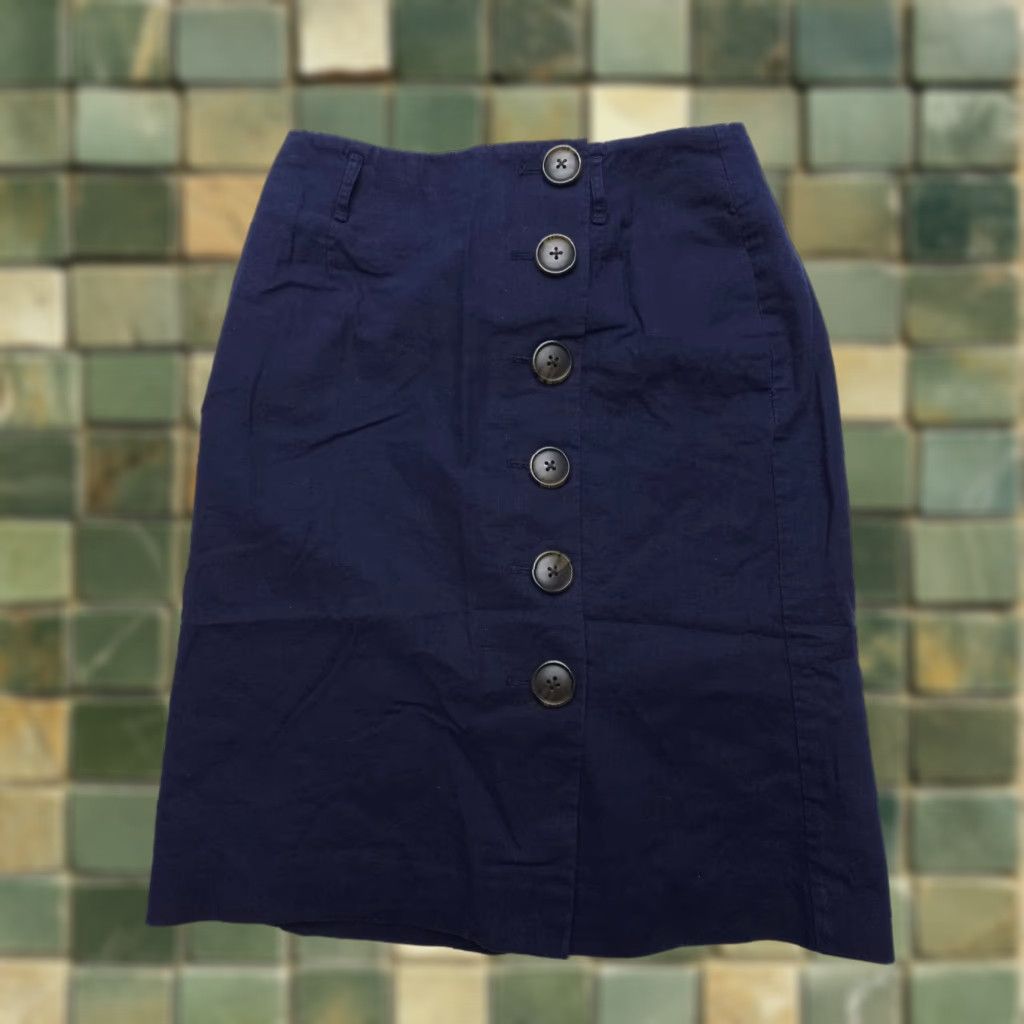 Boden Boden Blue Linen Cotton Button Front Skirt Womens 6 Short Casual Preppy Size 28" / US 6 / IT 42 - 1 Thumbnail