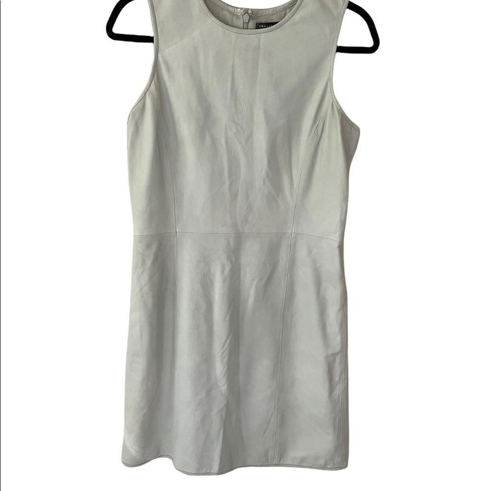 Olivier Theyskens THEYSKENS' THEORY Green Leather Sleveless Dimo Mini Dress Size S / US 4 / IT 40 - 4 Thumbnail