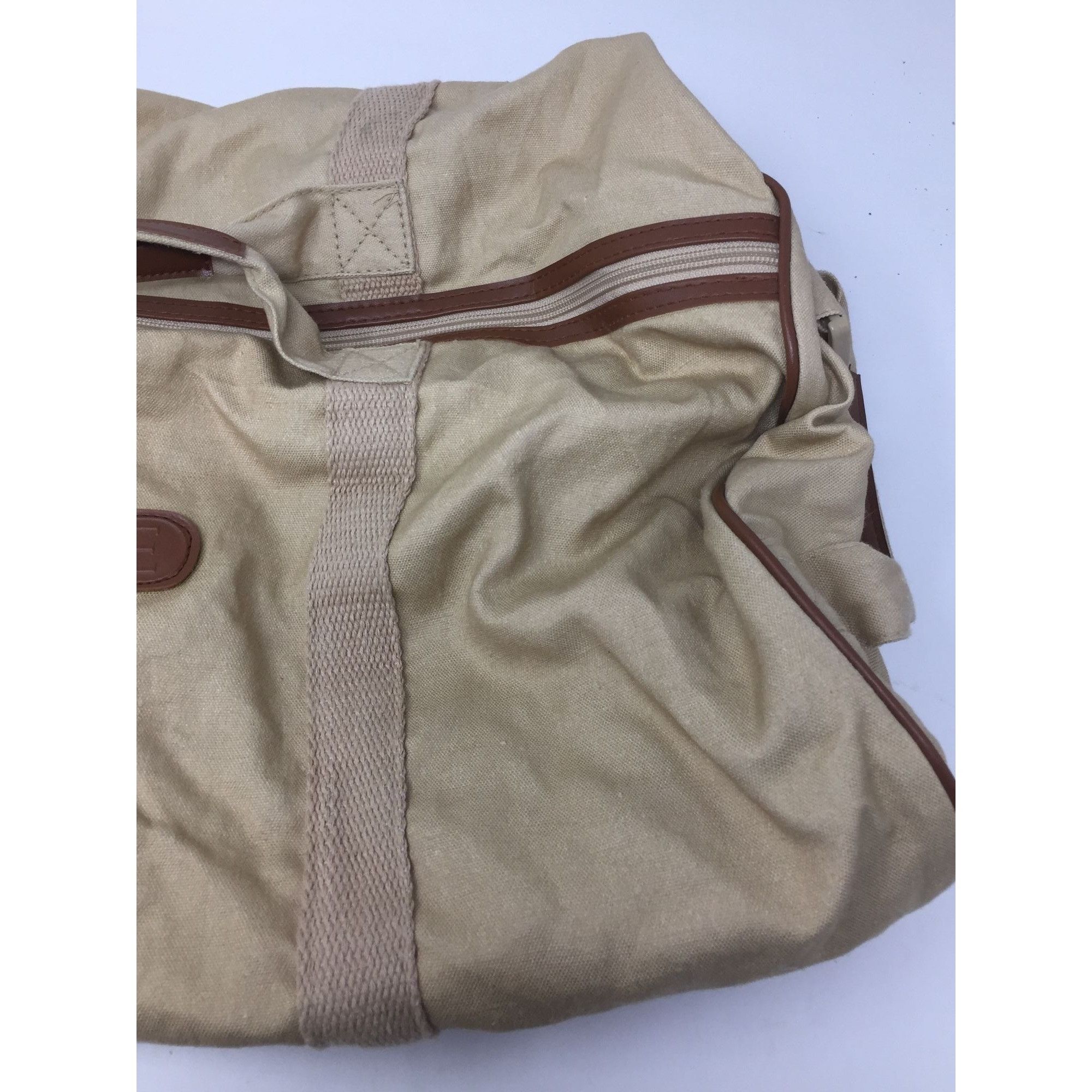 Other Vintage TIME Beige/Brown Zippered Duffle Bag with Handles Size ONE SIZE - 6 Thumbnail