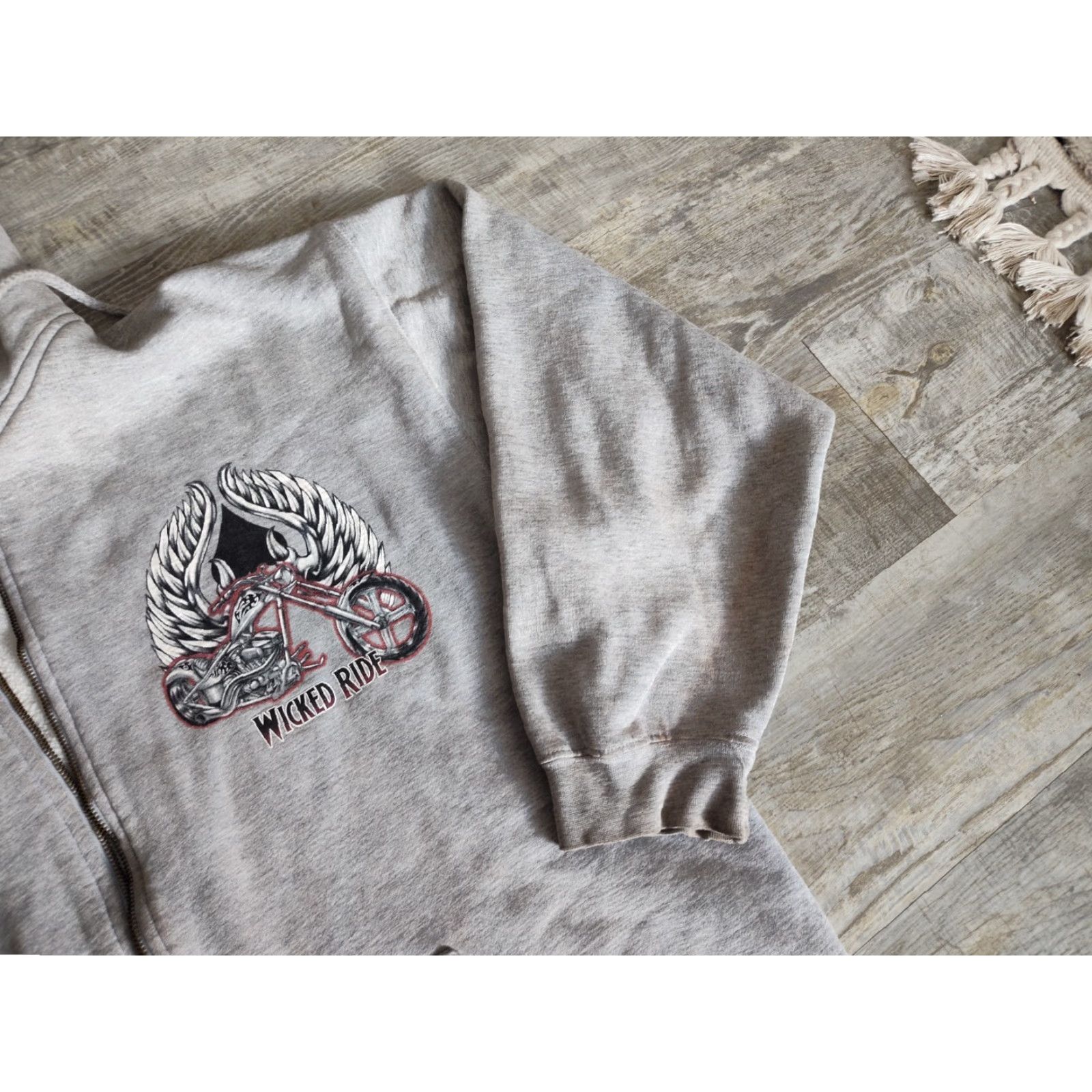 Vintage VINTAGE Top Heavy Hoodie Men's XL Gray Full Zip Grunge Biker Graphic Print Shirt? Size US XL / EU 56 / 4 - 3 Thumbnail