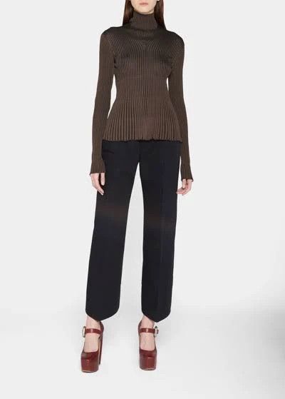 Bottega Veneta o1loc1c0324 715441 Plissé Jumper in Brown Size M / US 6-8 / IT 42-44 - 3 Thumbnail