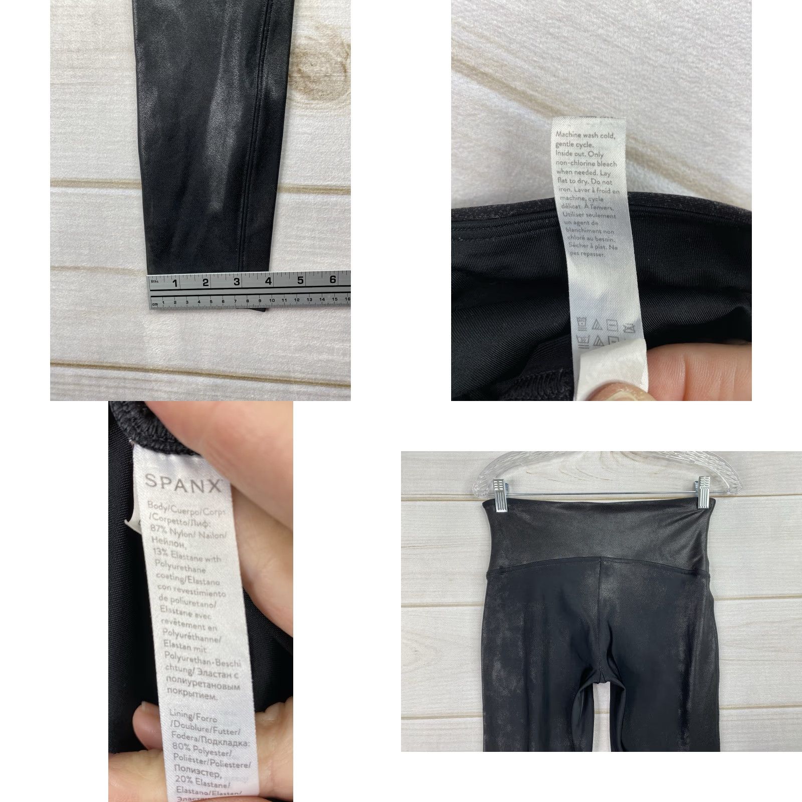 Spanx Spanx Black Faux Leather Coated Leggings Sz L High Rise Shaping Moto Legging Women Bye Size 36" / US 14 / IT 50 - 8 Thumbnail