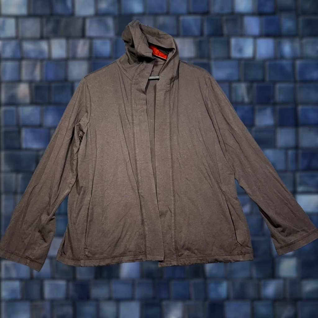 Eileen Fisher Eileen Fisher Cardigan Womens Large Brown Hooded Open Front Long Sleeve Stretch Knit Size L / US 10 / IT 46 - 1 Thumbnail