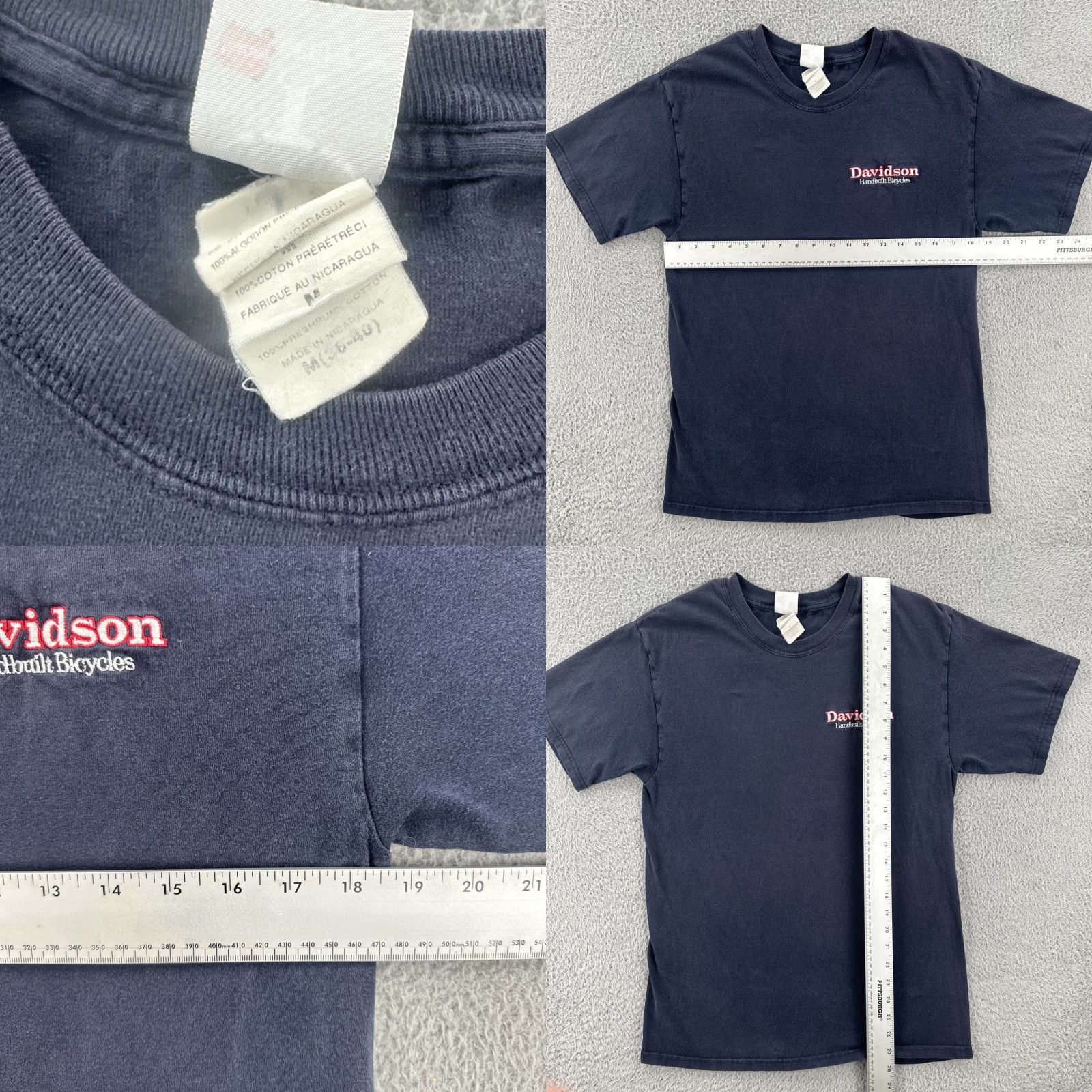 Hanes VINTAGE Hanes Beefy-T T-Shirt Blue Embroidered Davidson Handbuilt Bicycles Men Medium Size US M / EU 48-50 / 2 - 8 Thumbnail