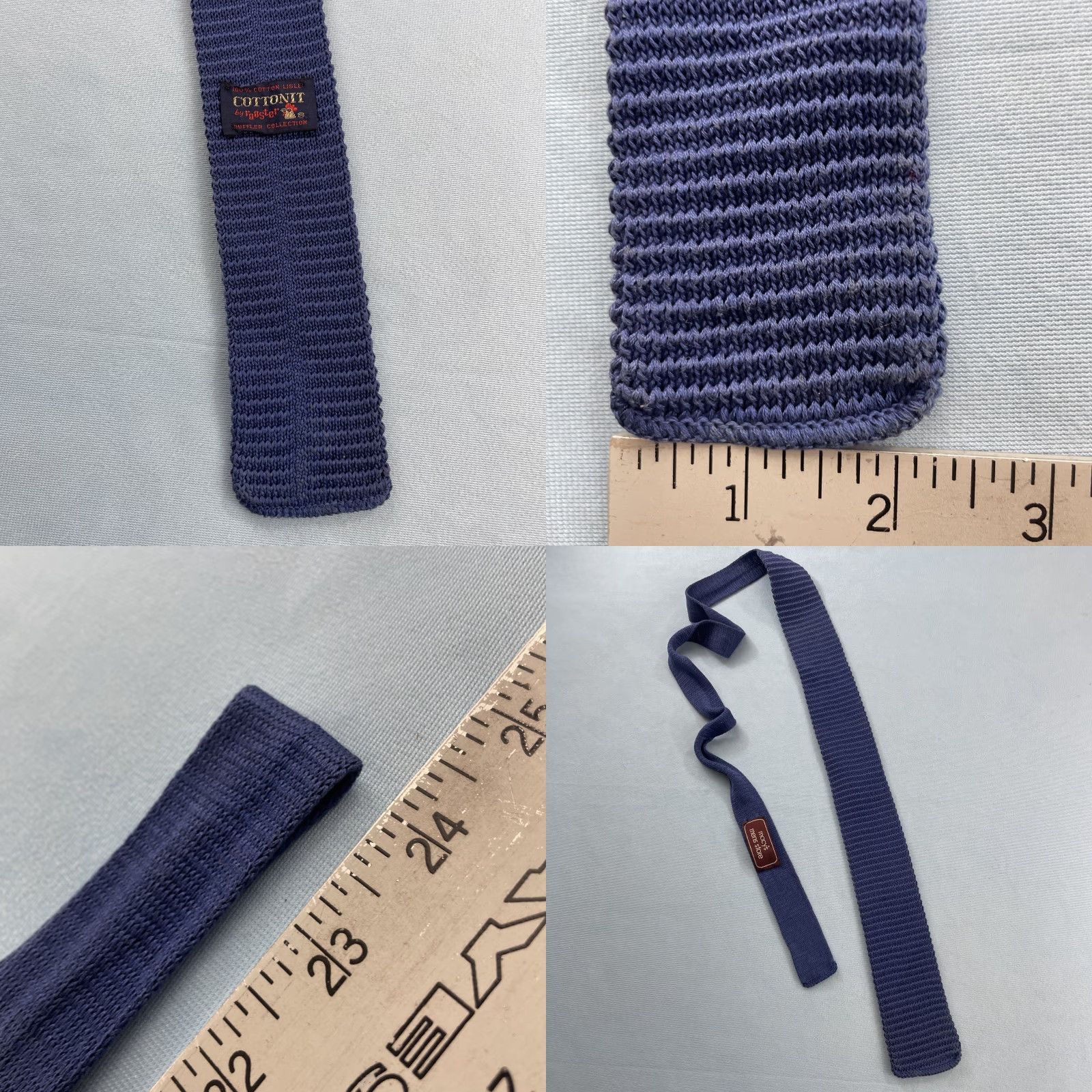 Vintage VINTAGE Cottonit Rooster Macy's Mens Store Knit Tie Blue 2x48 Square End Necktie Skinny Tie, 1960s, Vintage, Classic, Men's Tie Size ONE SIZE - 8 Thumbnail