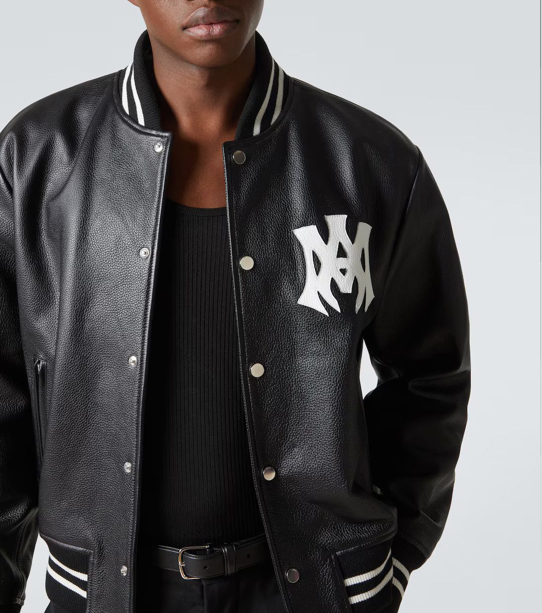 Amiri o1h1sh10525 M.A Hollywood Leather Bomber Jacket in Black Size US L / EU 52-54 / 3 - 5 Thumbnail