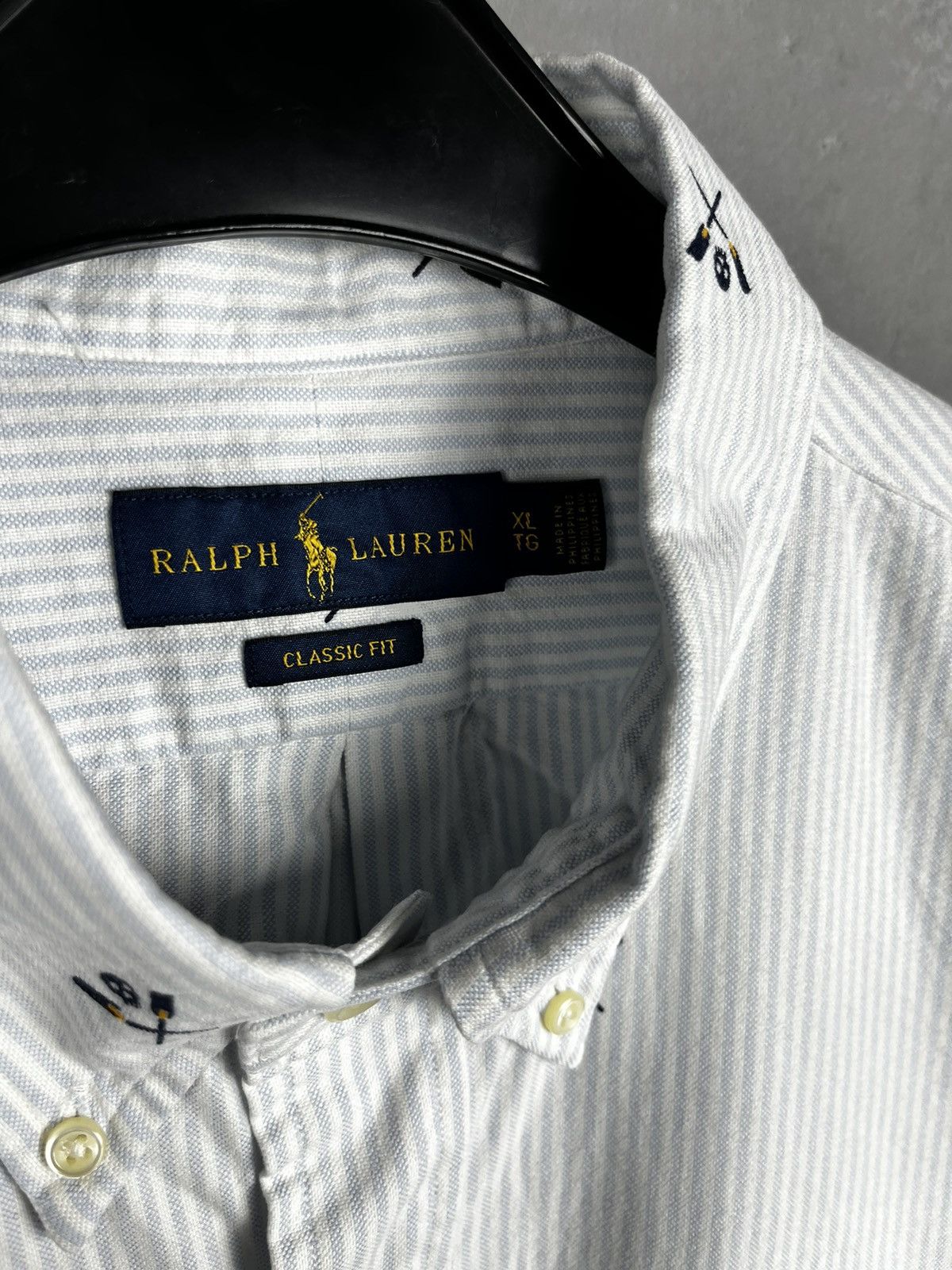 Polo Ralph Lauren × Ralph Lauren Ralph Lauren oxford skull printed stripped varsity shirt Size US XL / EU 56 / 4 - 3 Thumbnail