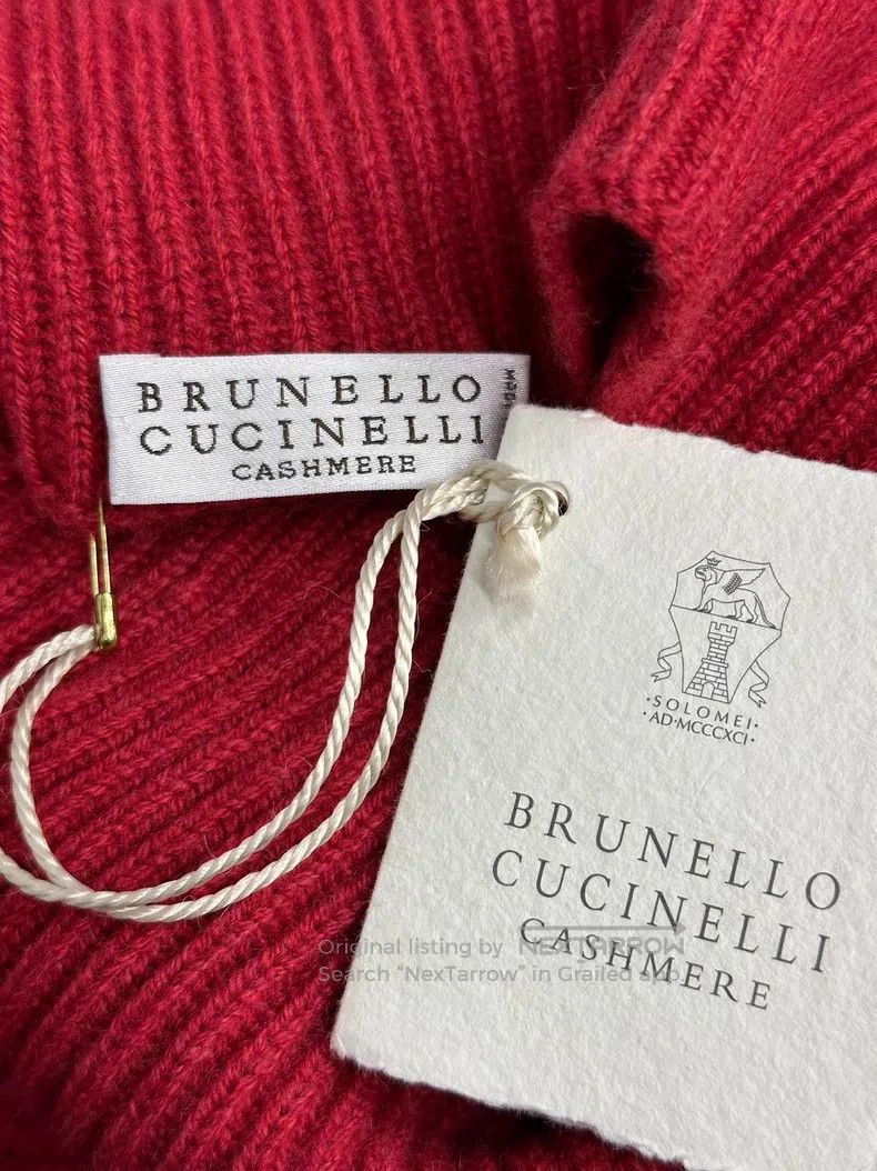 Brunello Cucinelli Brunello Cucinelli Red High Neck Cashmere Sweater Long Sle Size S / US 4 / IT 40 - 4 Thumbnail