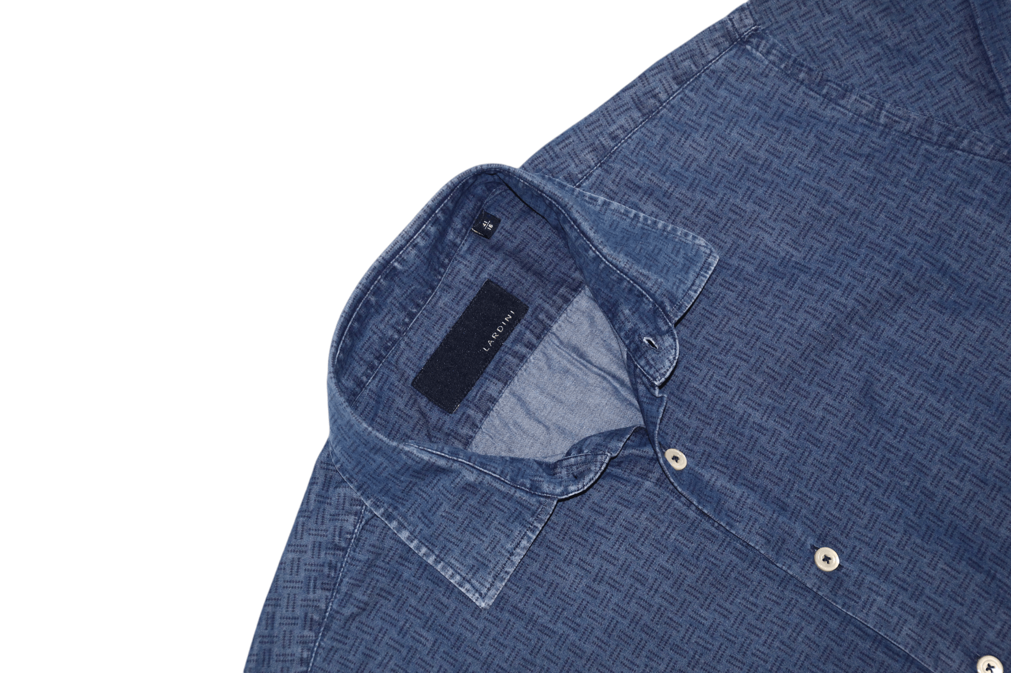 Lardini Lardini Abstract Print Indigo Wash Denim Shirt Size US L / EU 52-54 / 3 - 3 Thumbnail