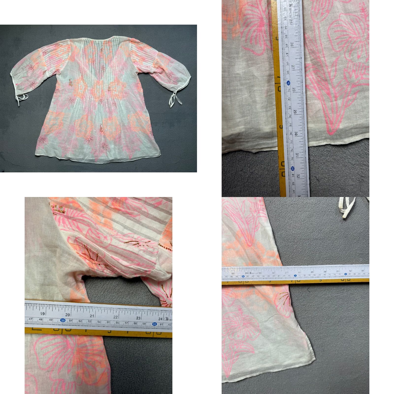 Vintage Juliet Dunn London Summer Cotton Dress Flowers pattern pink Womens One Size Midi Short Sleeve Dress Womens Pink Flowers pattern Fashion Sundress 90s? Size ONE SIZE - 9 Thumbnail