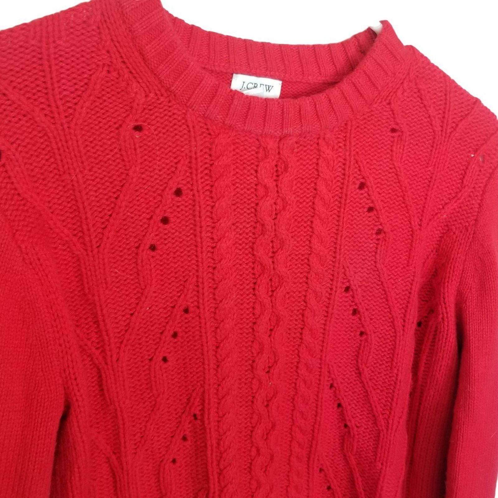 J.Crew J. Crew Womens Lambswool Pointelle Cable Knit Sweater Size M Size M / US 6-8 / IT 42-44 - 6 Thumbnail