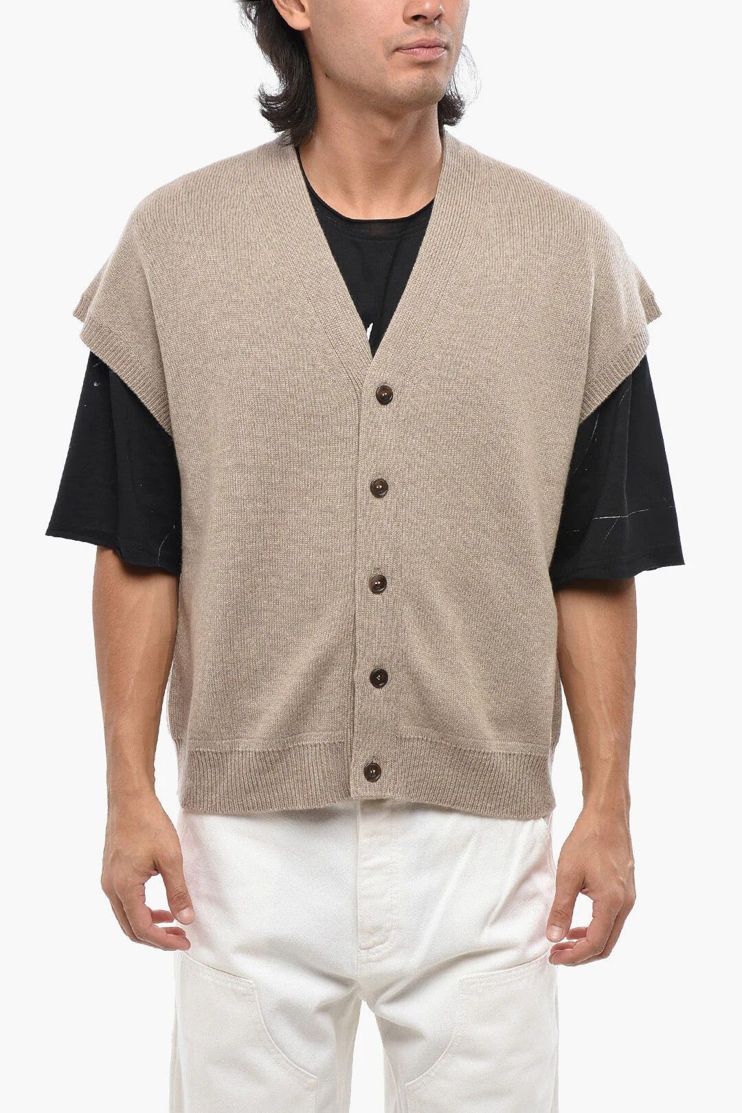 Dior og1mm0326 Pure Cashmere V-neck Cardigan in Beige Size US M / EU 48-50 / 2 - 1 Thumbnail