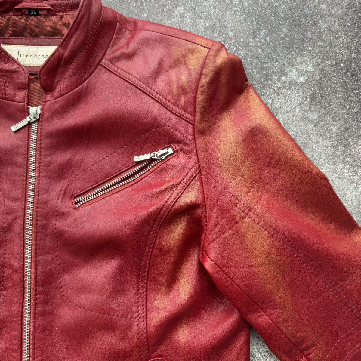 20471120 Vintage Y2K Faded Biker Leather Jacket Size XS / US 0-2 / IT 36-38 - 14 Thumbnail
