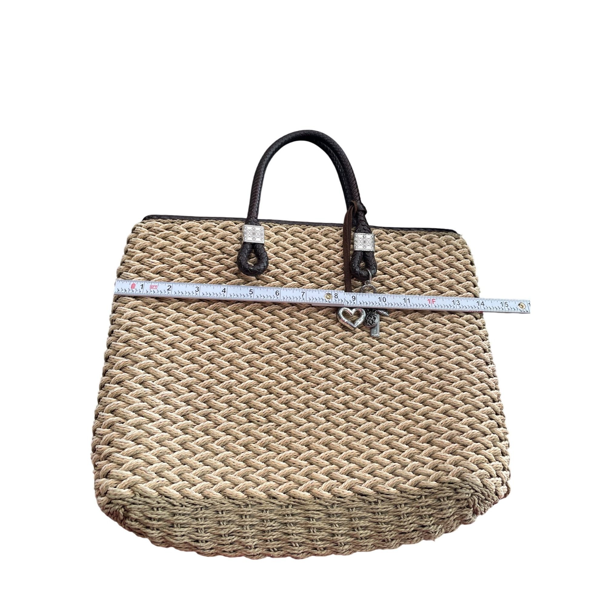 Brighton Brighton womans brown woven Straw leather charmed hand Bag S Size ONE SIZE - 7 Thumbnail