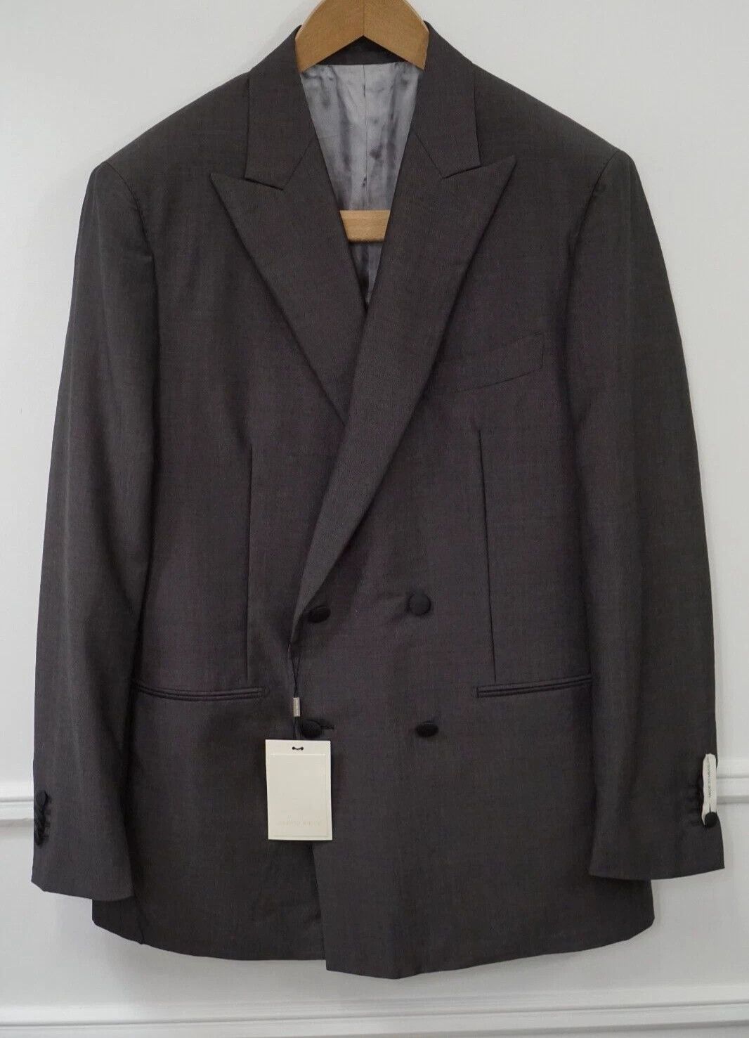 Suitsupply Men Suitsupply Blazer Peak Double Breasted Grey Lazio US42 Size 42R - 1 Thumbnail