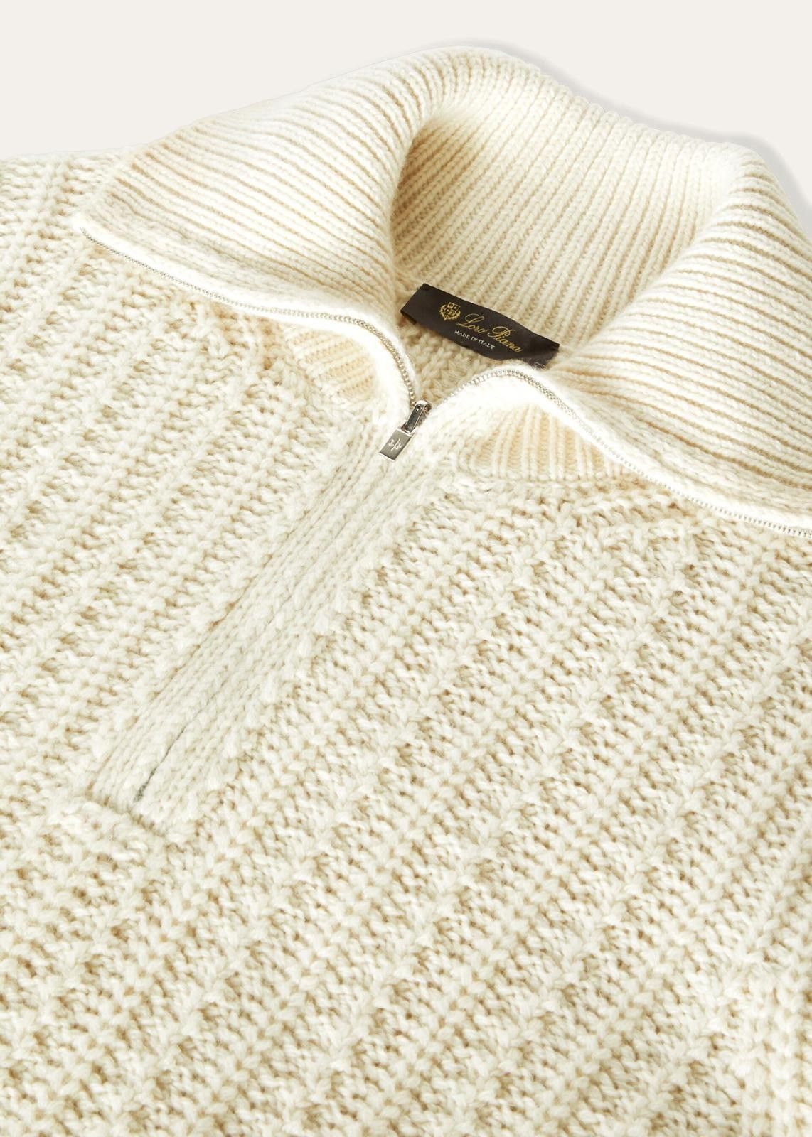 Loro Piana o1srvl11e0824 Waipara Half Zipper Sweater in White Size XXL / US 16-18 / IT 52-54 - 5 Thumbnail