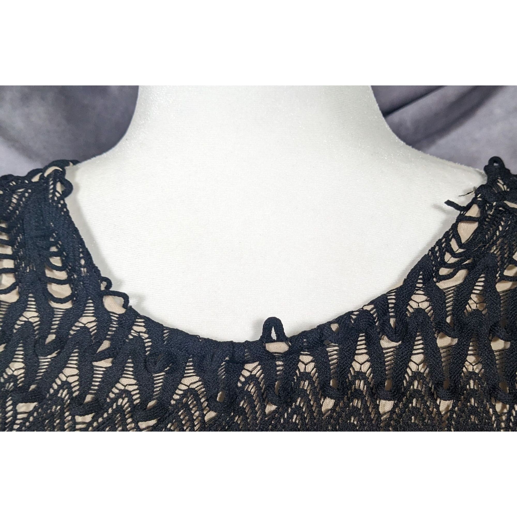 River Island Chelsea Girl River Island Black And Cream Lace Overlay Dress Size L / US 10 / IT 46 - 9 Thumbnail