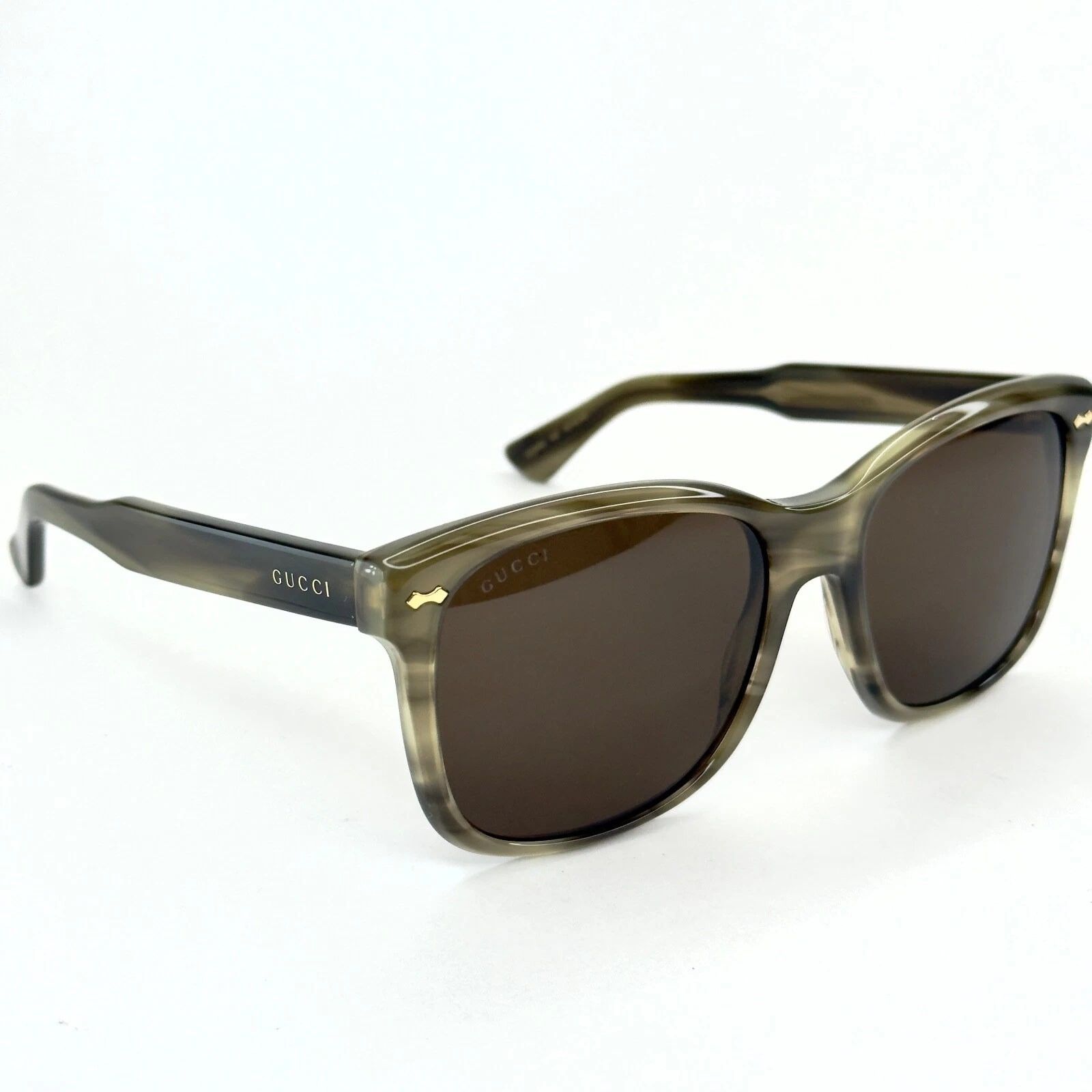 Gucci GUCCI GG0050S 0050 Classic Square Brown Horn Sunglass 003 Size ONE SIZE - 9 Thumbnail