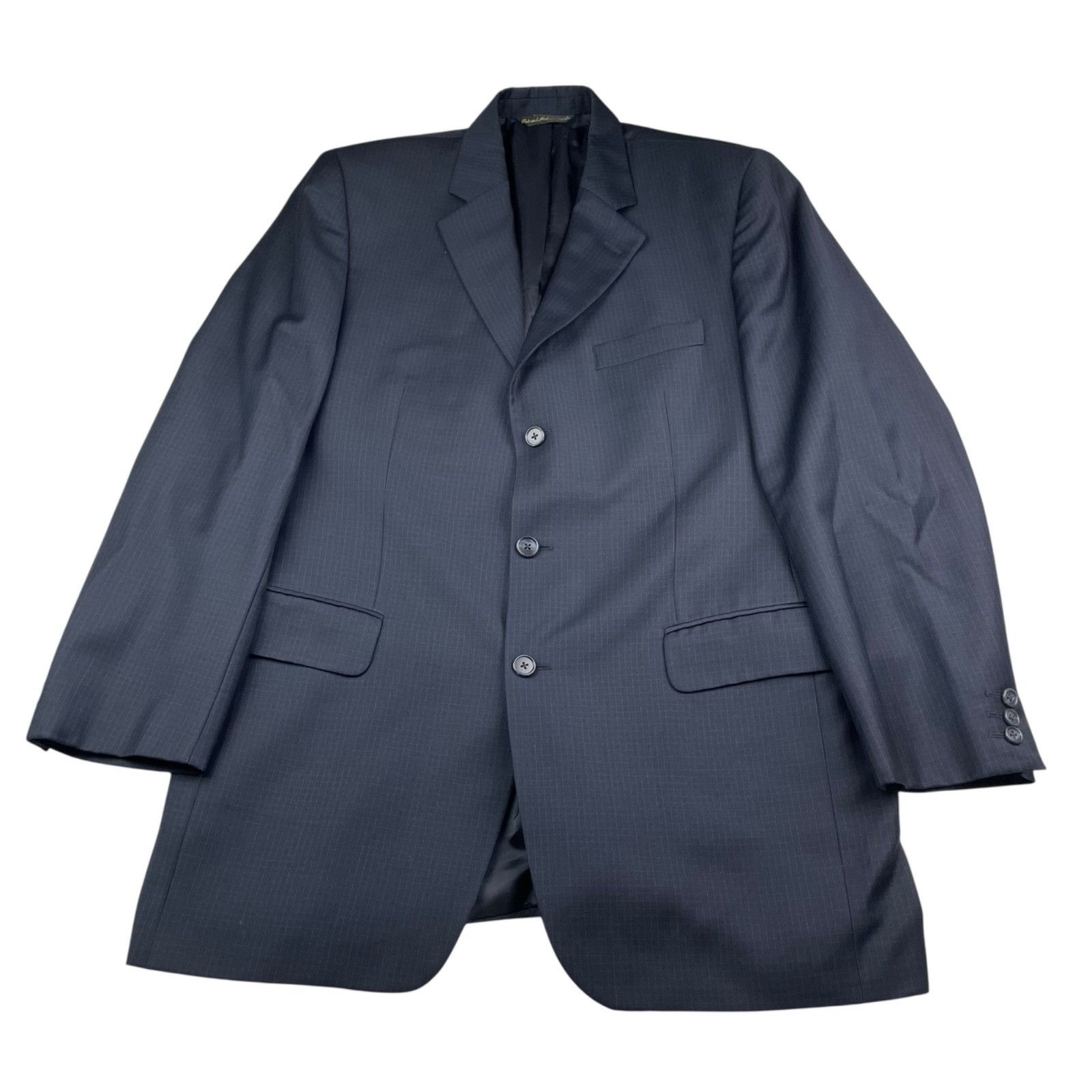 Jack Victor Jack Victor Men’s 100% Wool 3-Button Suit Navy Blue Check • Size 42L - 2 Thumbnail
