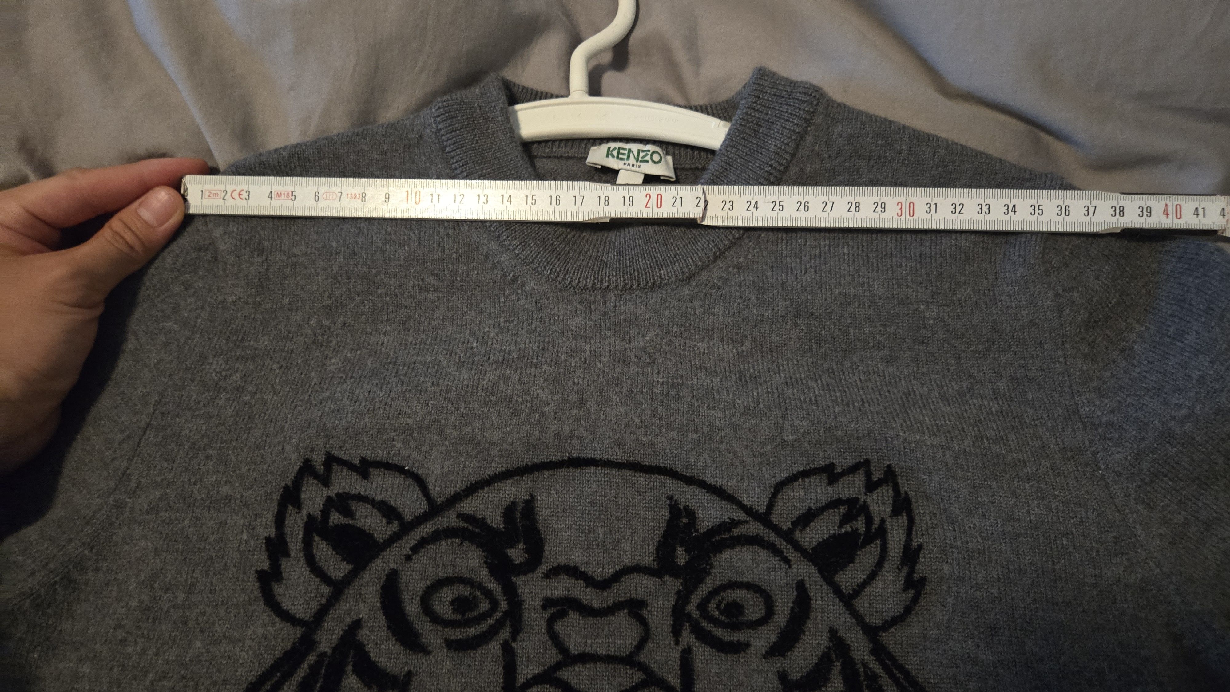 Kenzo Kenzo Grey Knitted Sweater with Stitched Tiger (Black) Size US S / EU 44-46 / 1 - 6 Thumbnail