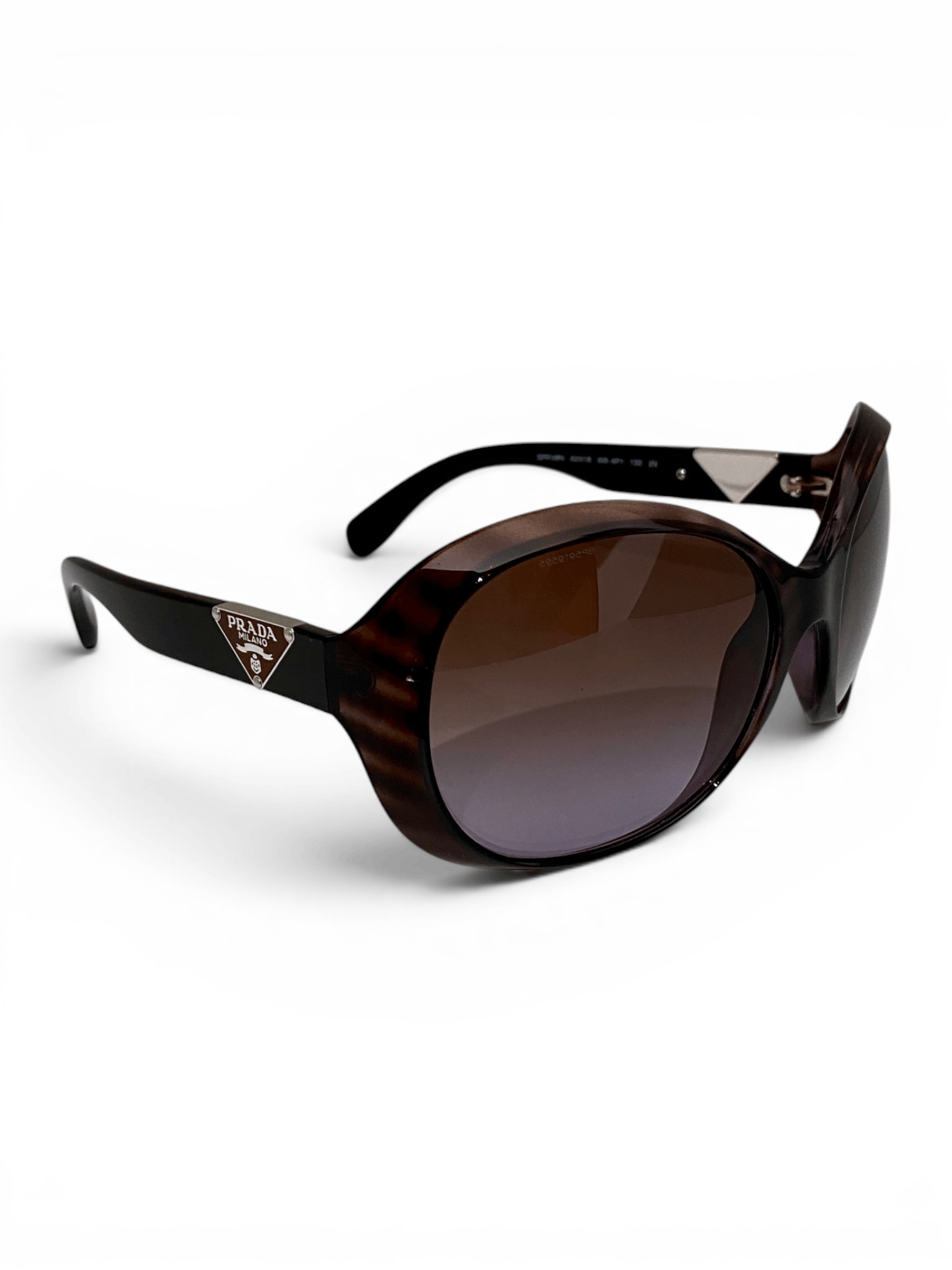 Prada Prada Milano Triangle Logo Oval Brown Oversized Sunglasses Size ONE SIZE - 2 Thumbnail