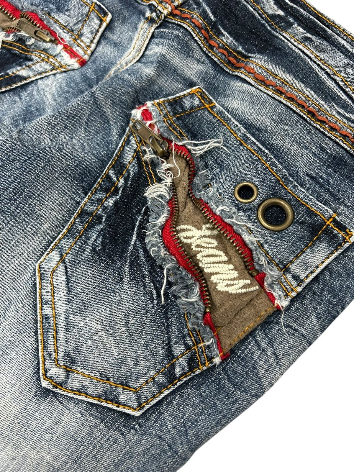 Hysteric Glamour × Japanese Brand Flare Origin Japan Jean Clawn Marks Storm Light Washe Unisex Size US 27 - 10 Thumbnail