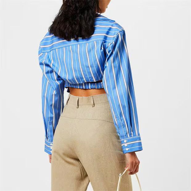 Jacquemus o1g2r1mq1024 Shirt in Blue Stripes Size M / US 6-8 / IT 42-44 - 5 Thumbnail