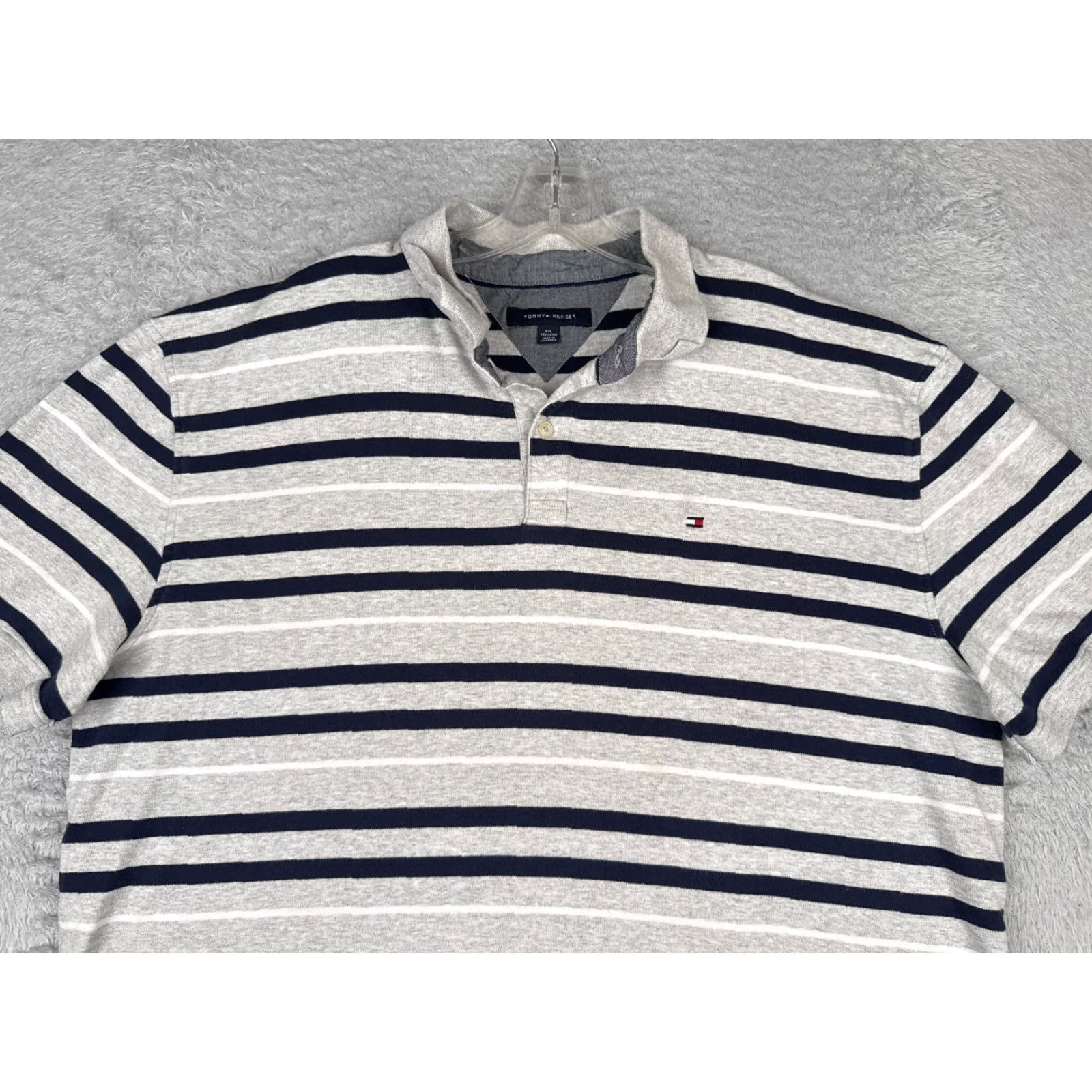 Tommy Hilfiger Tommy Hilfiger Polo Shirt Men 2XL Gray Blue Stripe Cotton Short Sleeve Polo Shirt Men 2XL Gray Stripe Size US XXL / EU 58 / 5 - 4 Thumbnail
