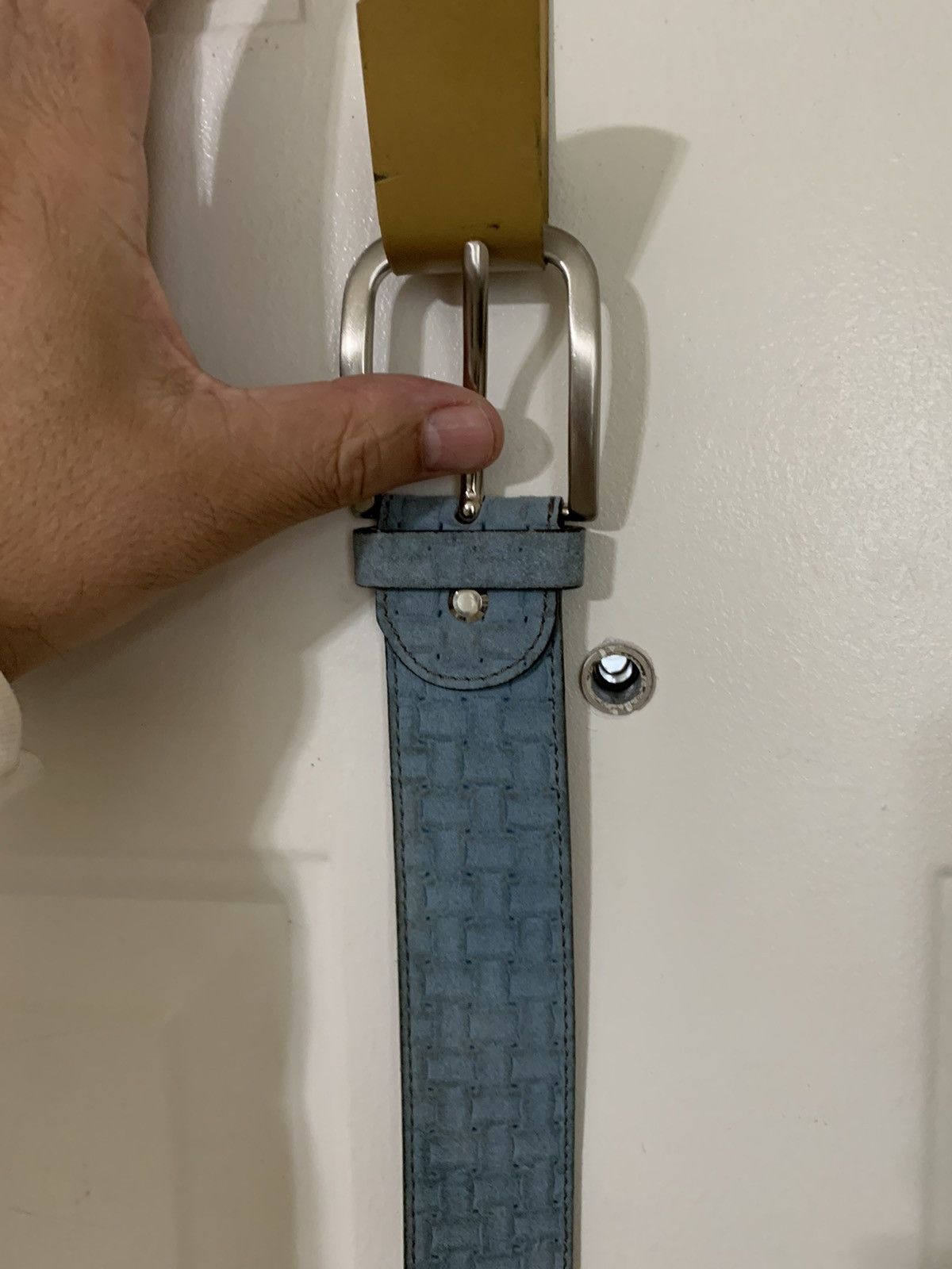 Leather Suede textured belt Made in Italy Size ONE SIZE - 2 Thumbnail