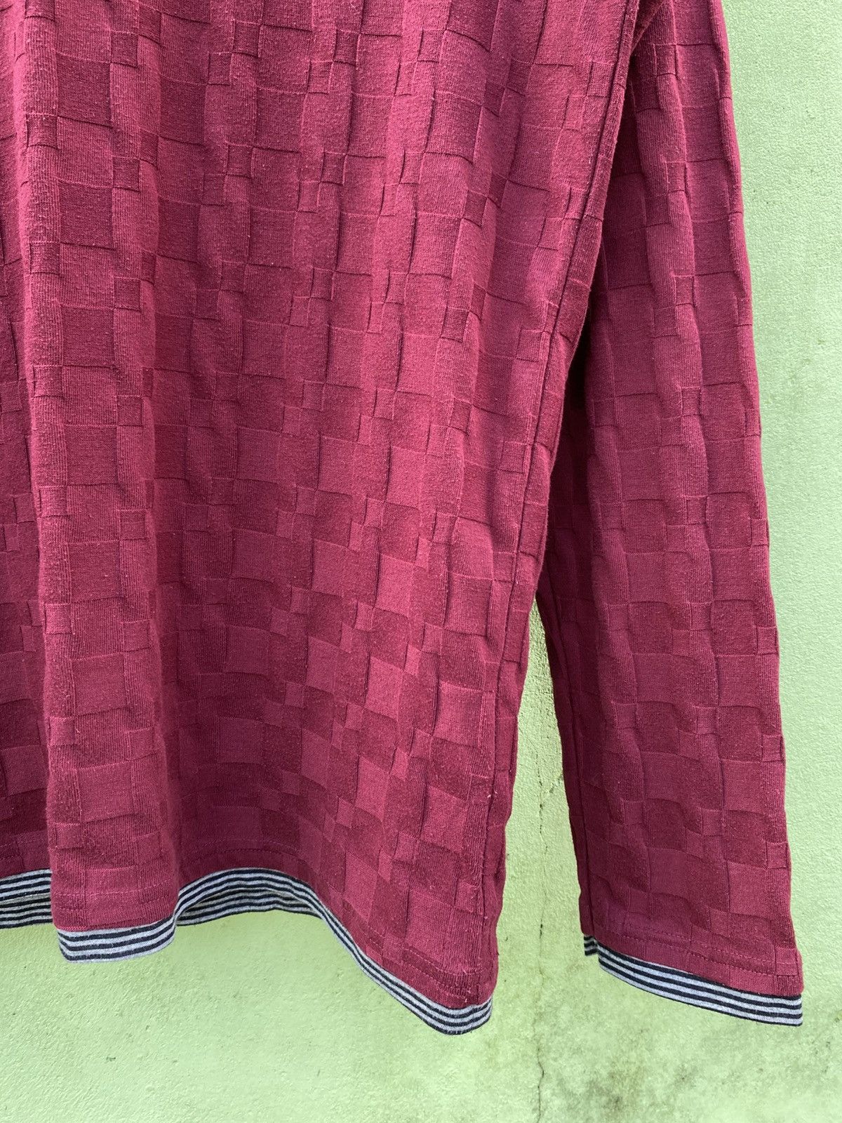 Japanese Brand Beams Heart Burgundy Textured Long Sleeve Japanese Vintage Size US M / EU 48-50 / 2 - 6 Thumbnail