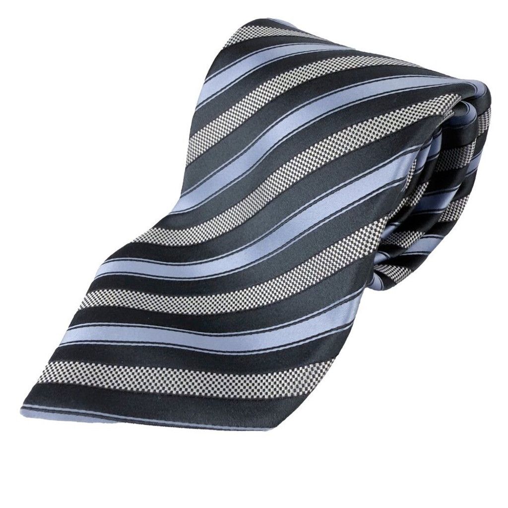 Ermenegildo Zegna NWOT ERMENEGILDO ZEGNA Blue Black Stripe Tie L 59" W 3.5" Size ONE SIZE - 1 Thumbnail