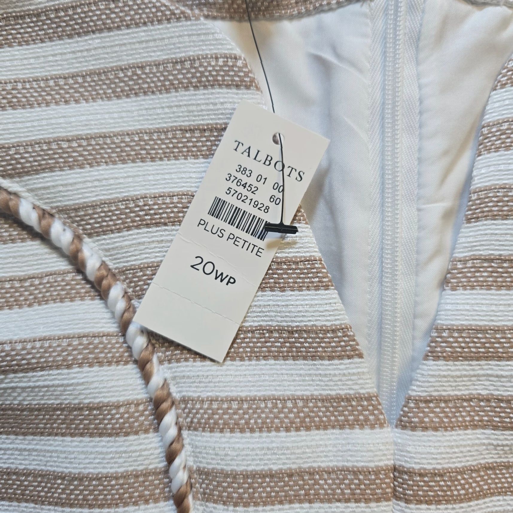 Talbots Talbots Dress Women 20W Beige White Striped Sheath V Neck Classic Career Size 3XL / US 20-22 - 5 Thumbnail