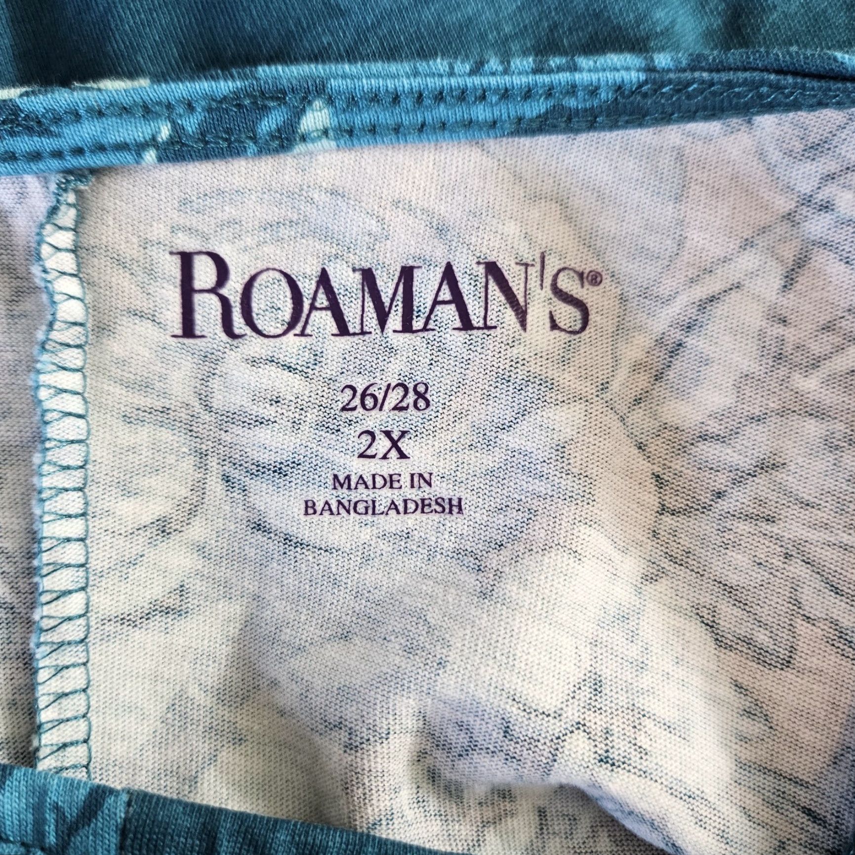 Vintage VINTAGE? No — Wait, Roaman's Womens Top Sz 2X Blue Floral Sharkbite Hem Long Sleeve Cotton Size XXL / US 16-18 / IT 52-54 - 5 Thumbnail