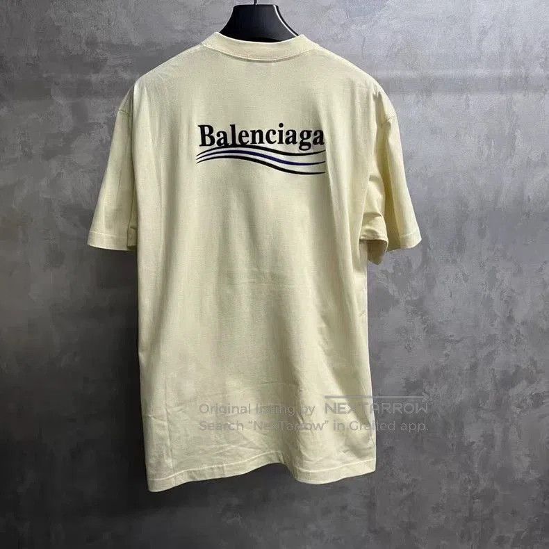 Balenciaga Balenciaga Beige Logo Print Short Sleeve Tee. Size US XXS / EU 40 - 2 Thumbnail