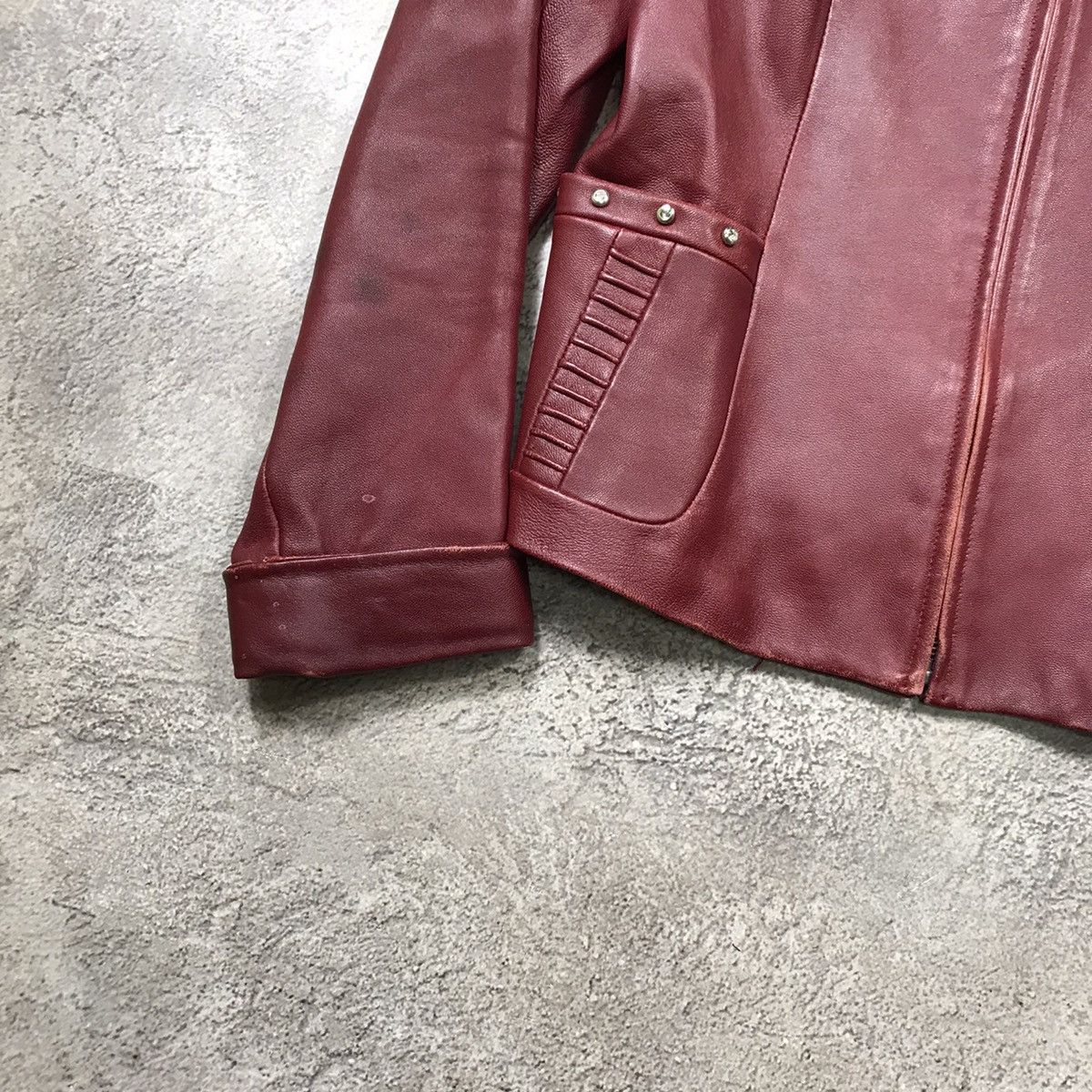 Vintage Vintage Y2K Burgundy Leather Jacket Streetwear Grunge Boxy M Size M / US 6-8 / IT 42-44 - 4 Thumbnail