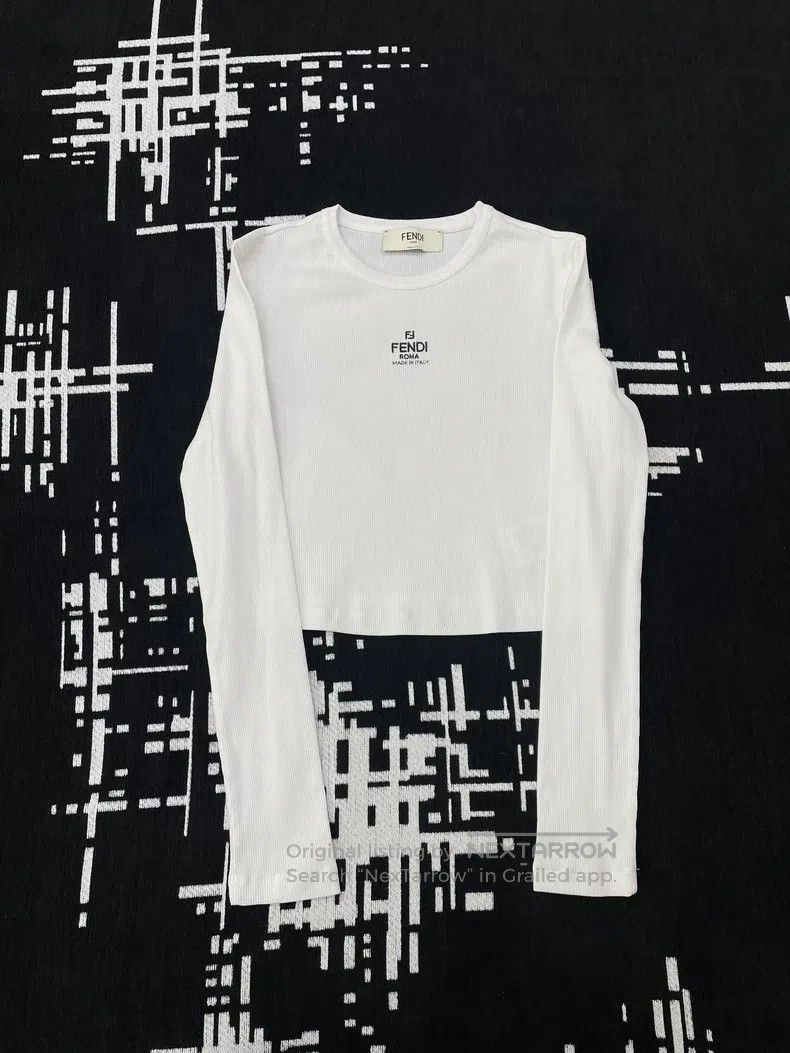 Fendi Fendi White Letter Logo Knit Long Sleeve Underwear Size S / US 4 / IT 40 - 1 Thumbnail