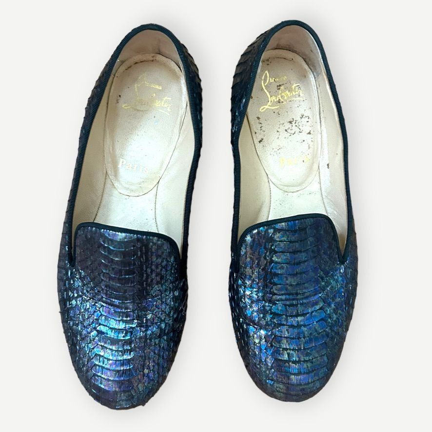Christian Louboutin CHRISTIAN LOUBOUTIN Iridescent Python Loafers 36 6 Blue Flat Size US 5 / IT 35 - 12 Thumbnail