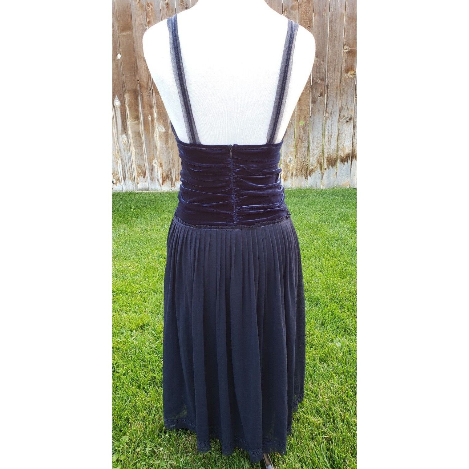 FUZZI Fuzzi Velvet Dress Womens 6 Blue Silk Chiffon Layered Italy Size S / US 4 / IT 40 - 3 Thumbnail