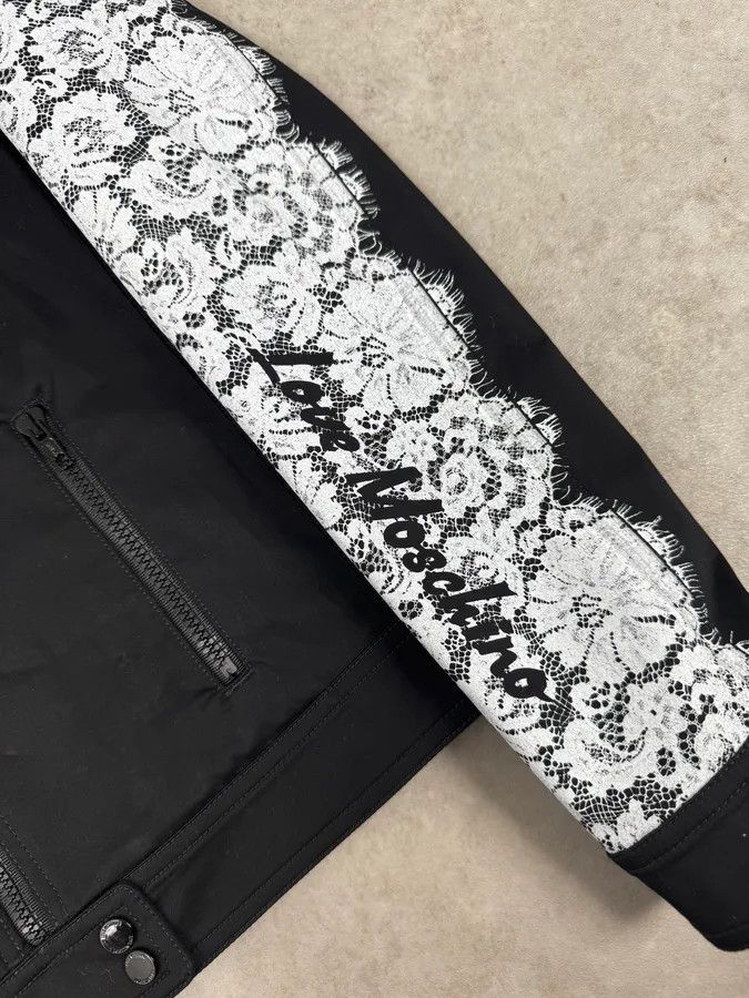 Moschino 2010s Moschino Black & White Lace Light Zip-Up Jacket Size M / US 6-8 / IT 42-44 - 8 Thumbnail