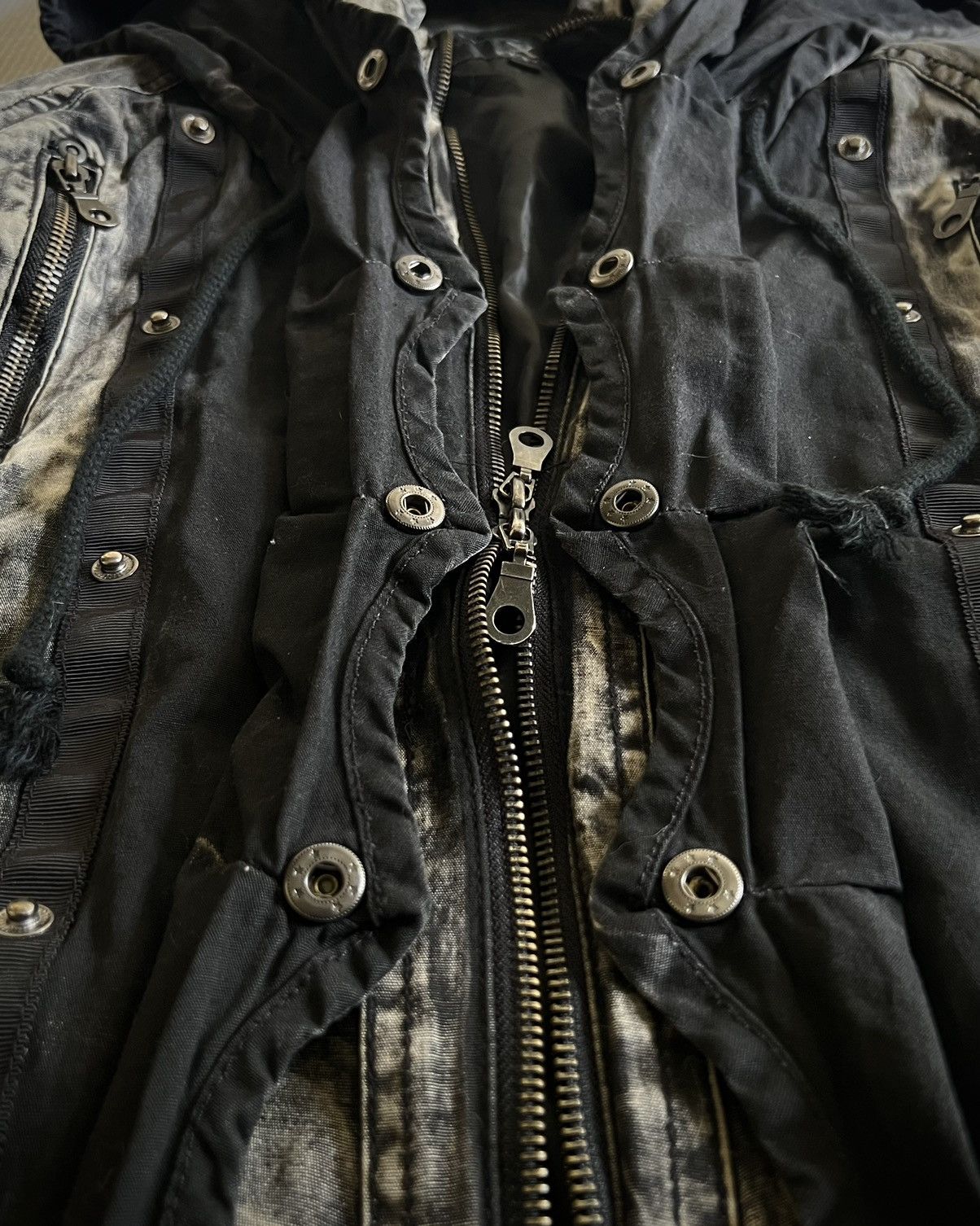 Japanese Brand Xfrm Flame Wash Studded Skeleton Panel Hooded Jacket 2000s Size US M / EU 48-50 / 2 - 11 Thumbnail