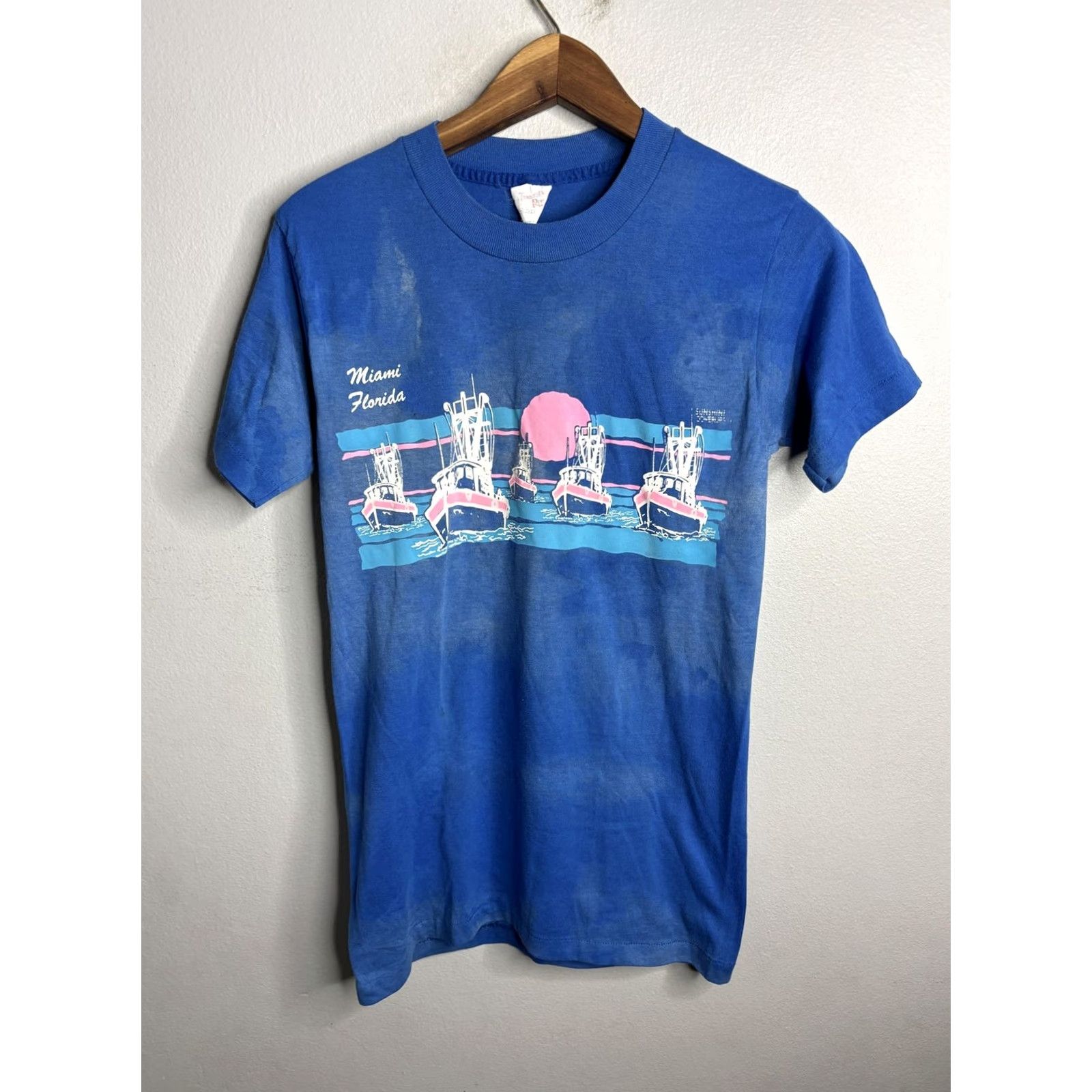 Vintage VINTAGE Miami Florida Shirt Mens Small Blue Boats Sunset 80s Tennessee River Tee Size US S / EU 44-46 / 1 - 2 Thumbnail