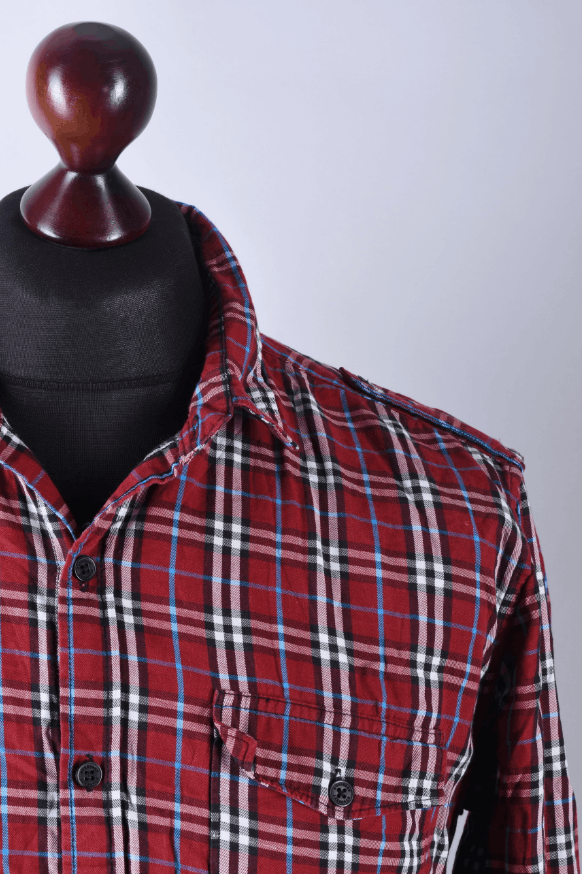 Burberry Burberry Brit Red Plaid Long Sleeve Button Down Shirt Size M Size US M / EU 48-50 / 2 - 2 Thumbnail